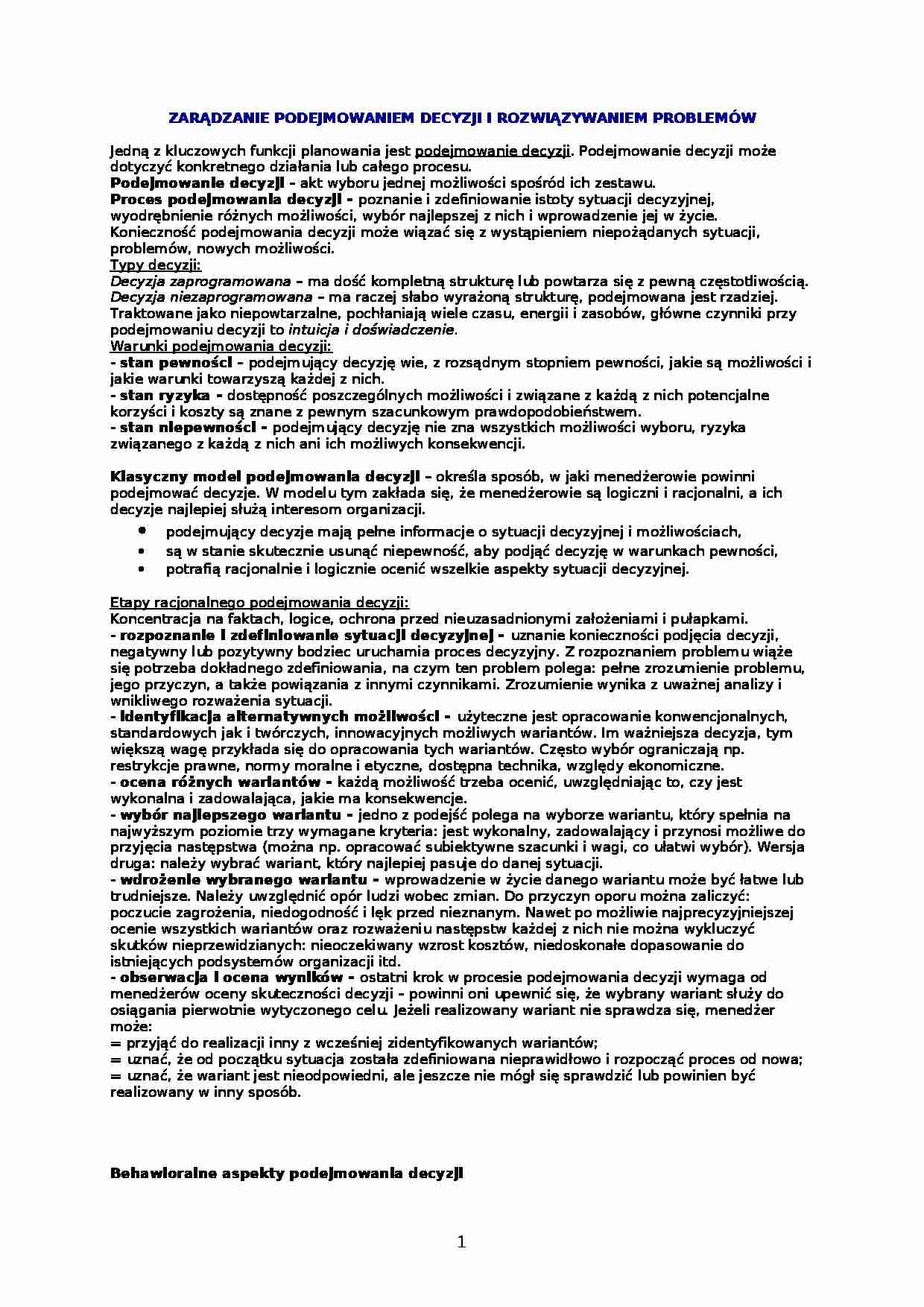 Podstawy organizacji i zarządzania - streszczenie Griffina - strona 1