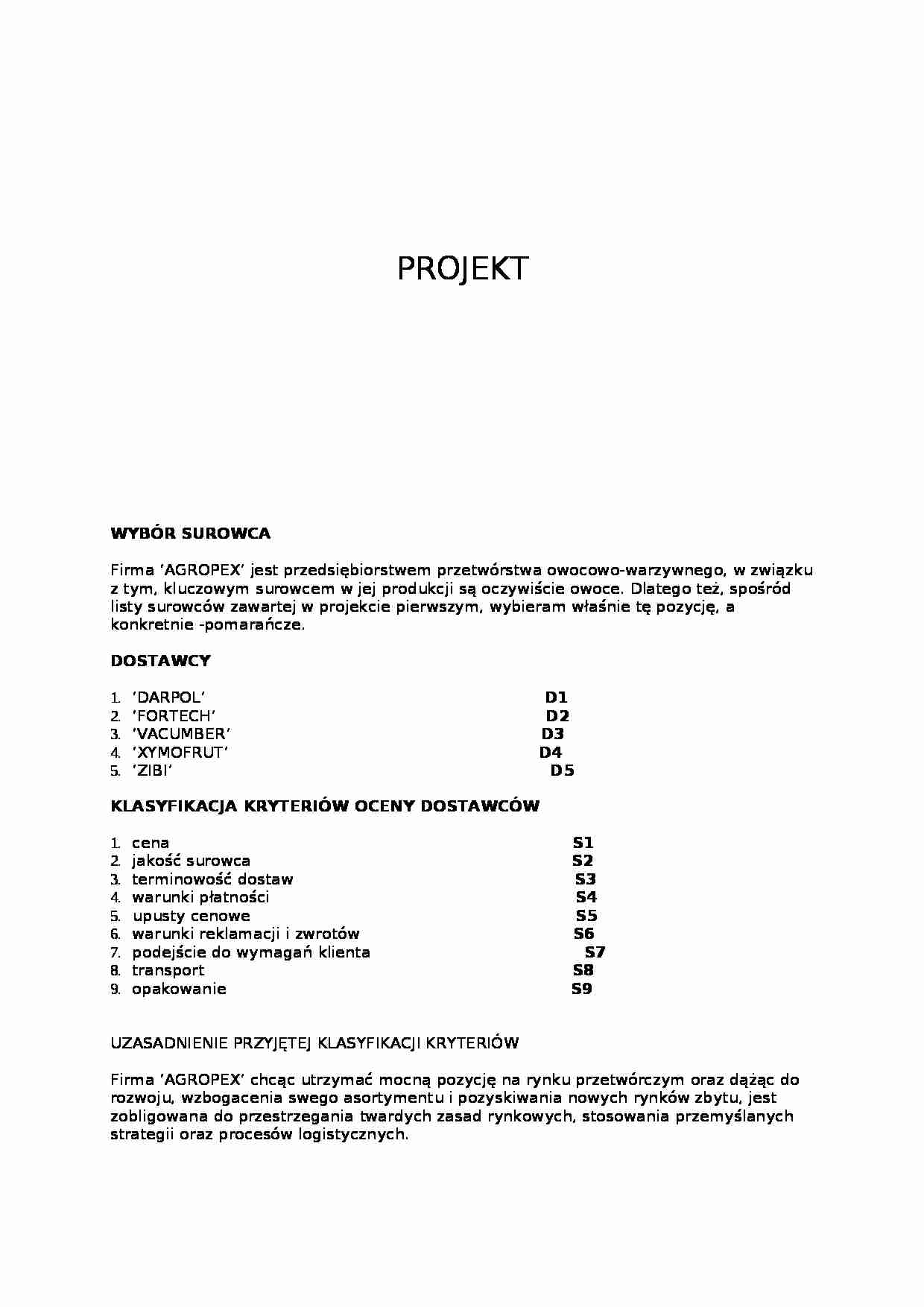 Logistyka - projekty - strona 1
