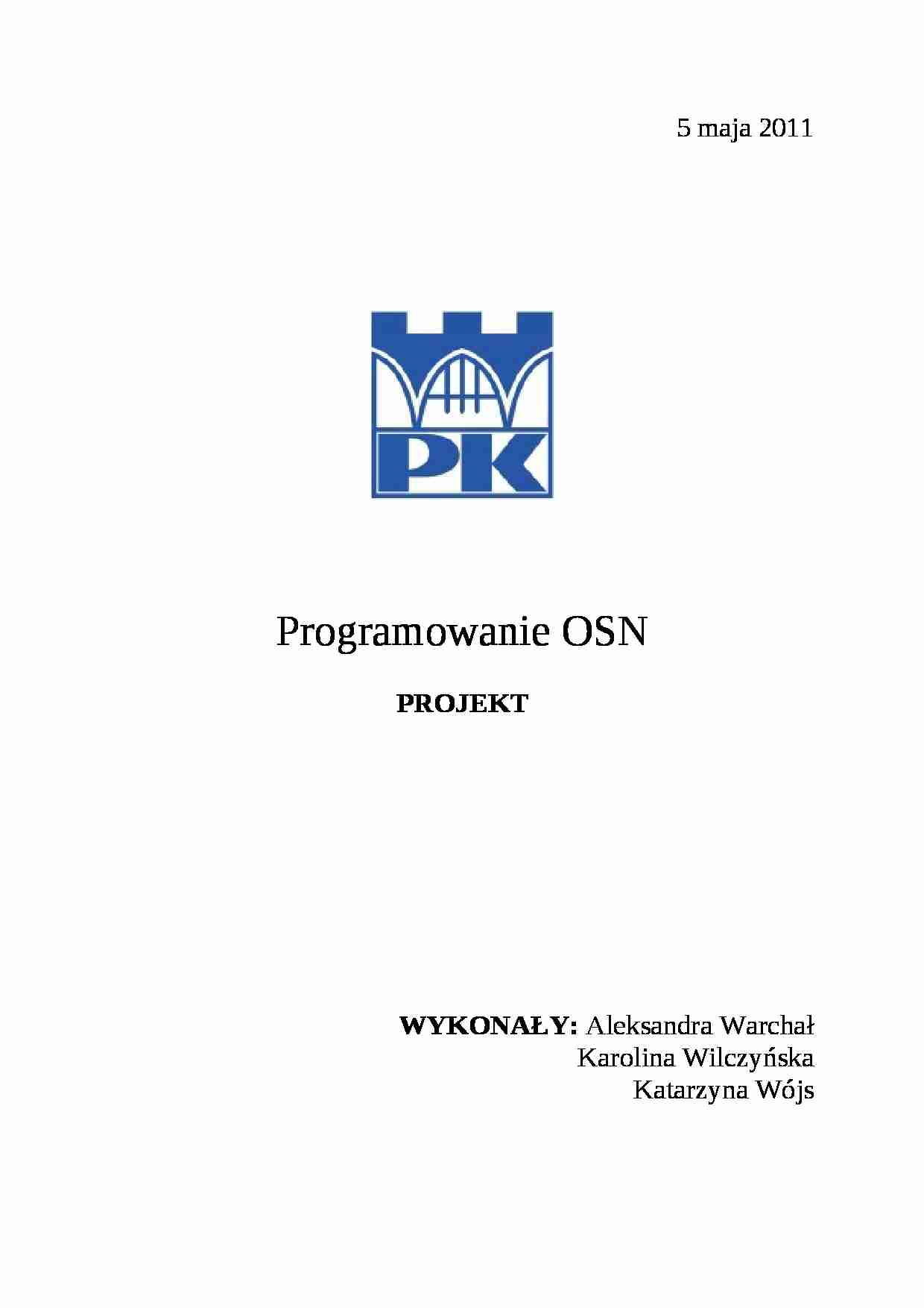 programowanie OSN - projekt - strona 1