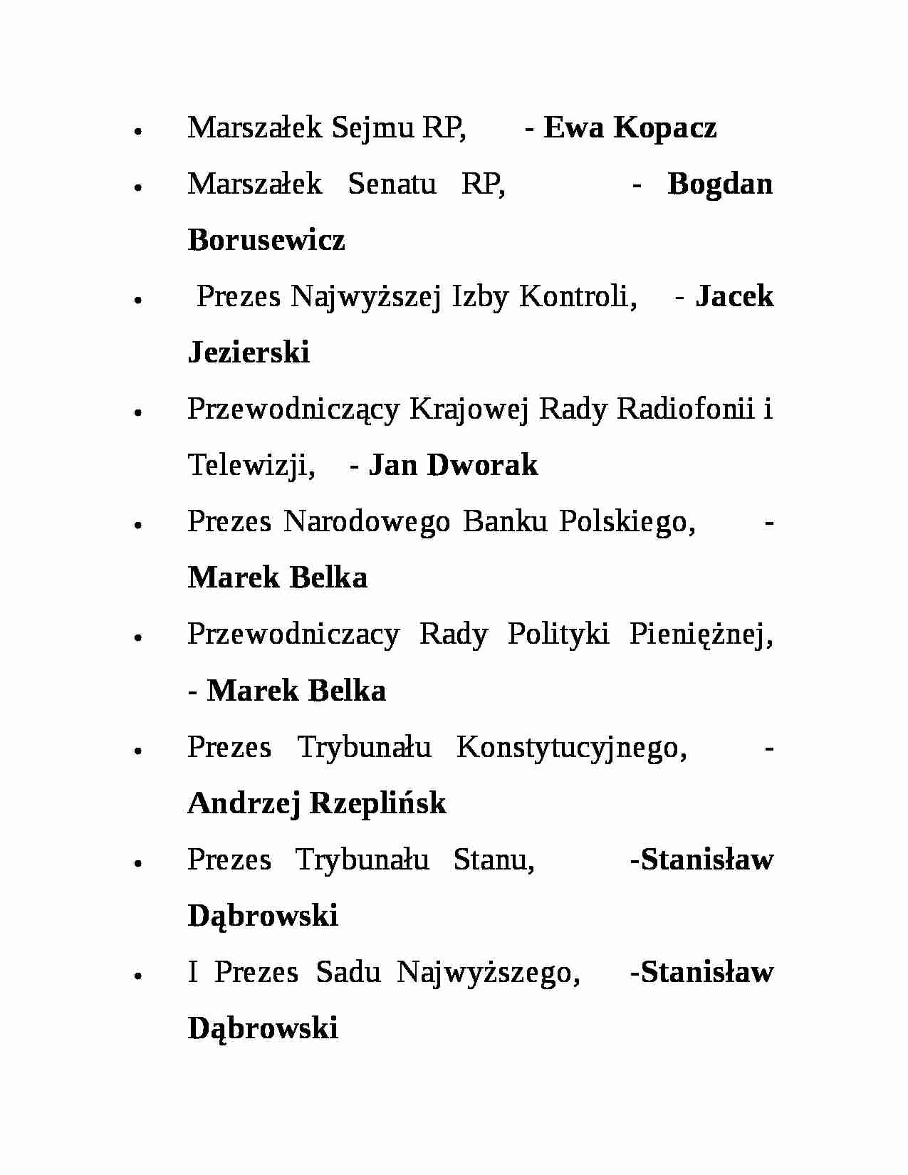Nazwiska osób wysokiej rangi w rządzie - strona 1