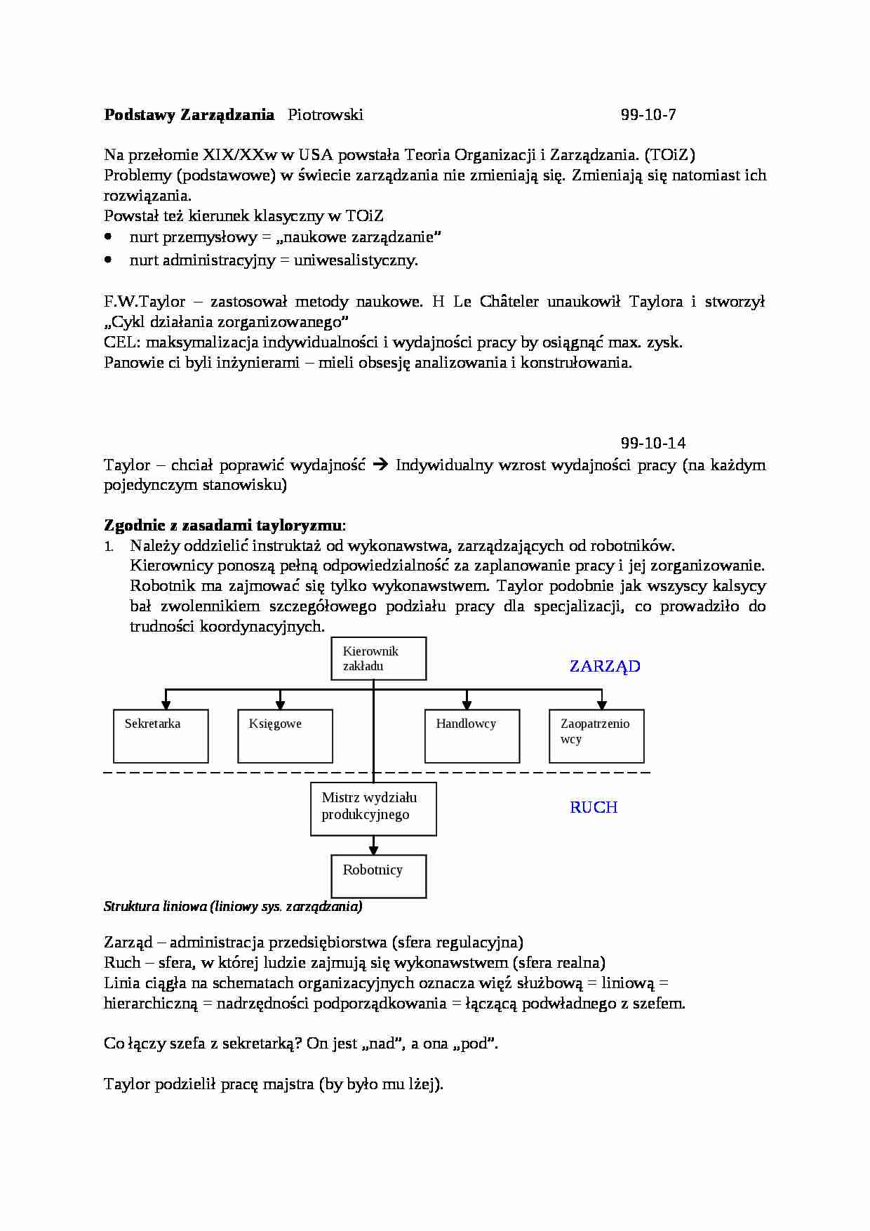 Podstawy zarządzania - wykłady - strona 1