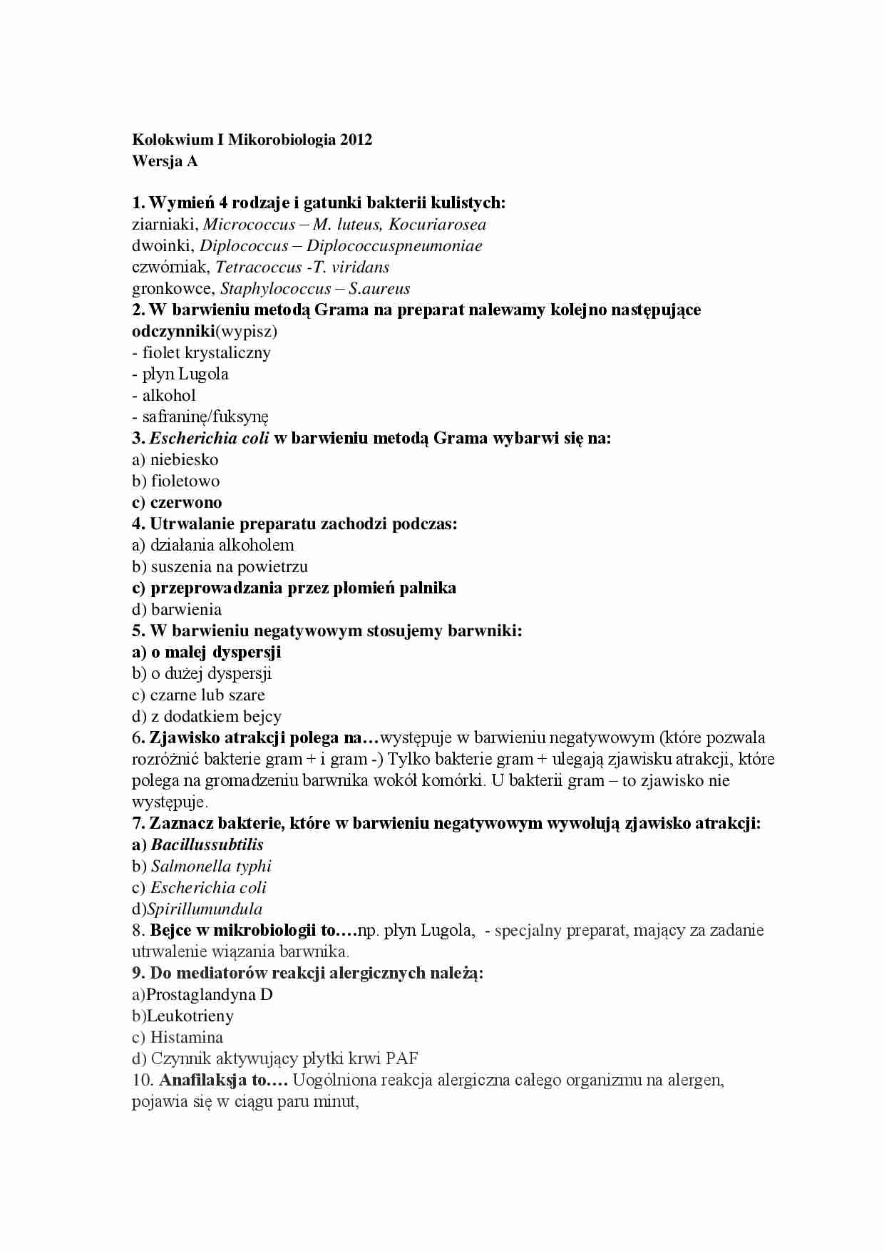 Kolokwium mikrobiologia - strona 1