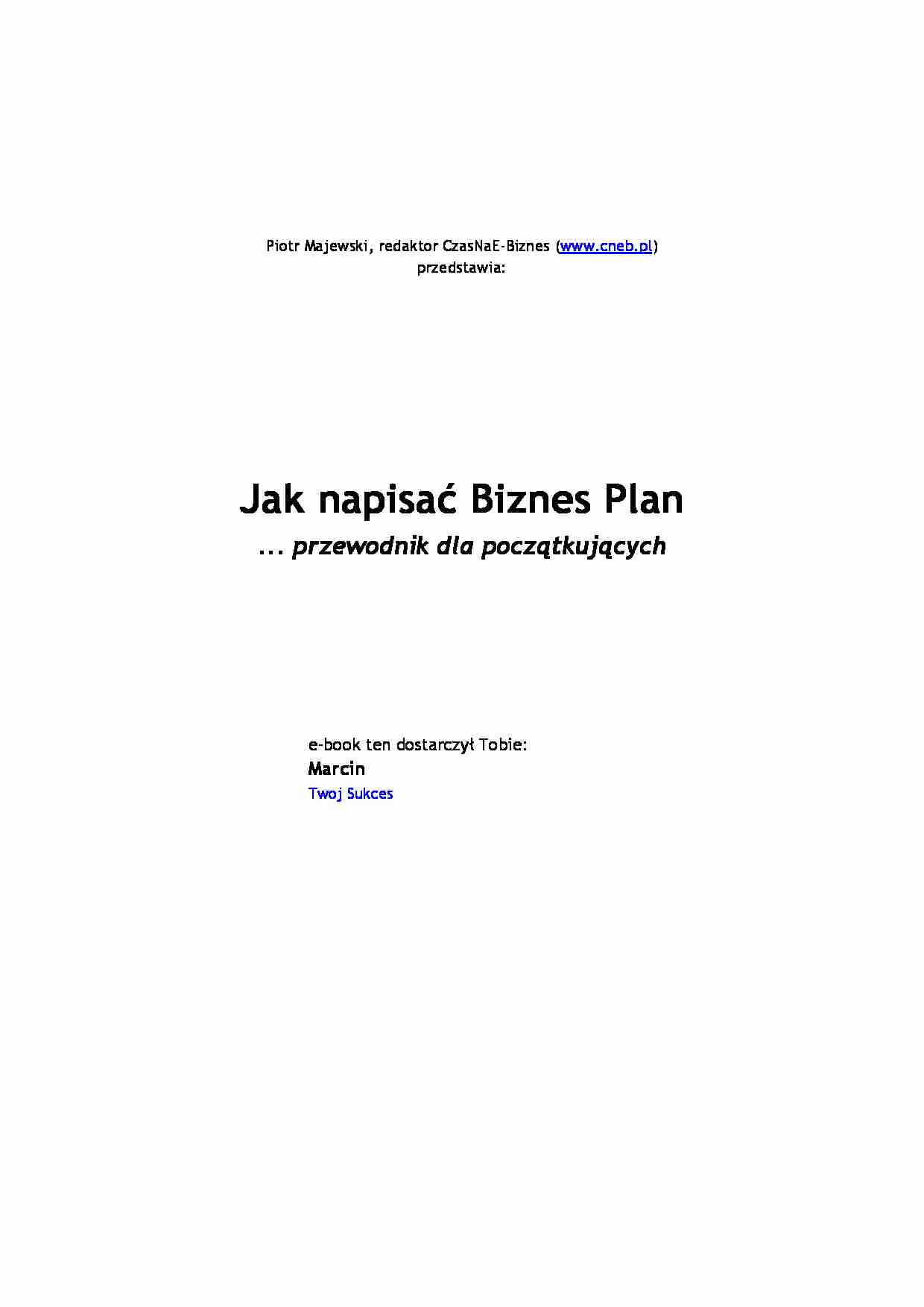 Jak napisać biznes plan - strona 1