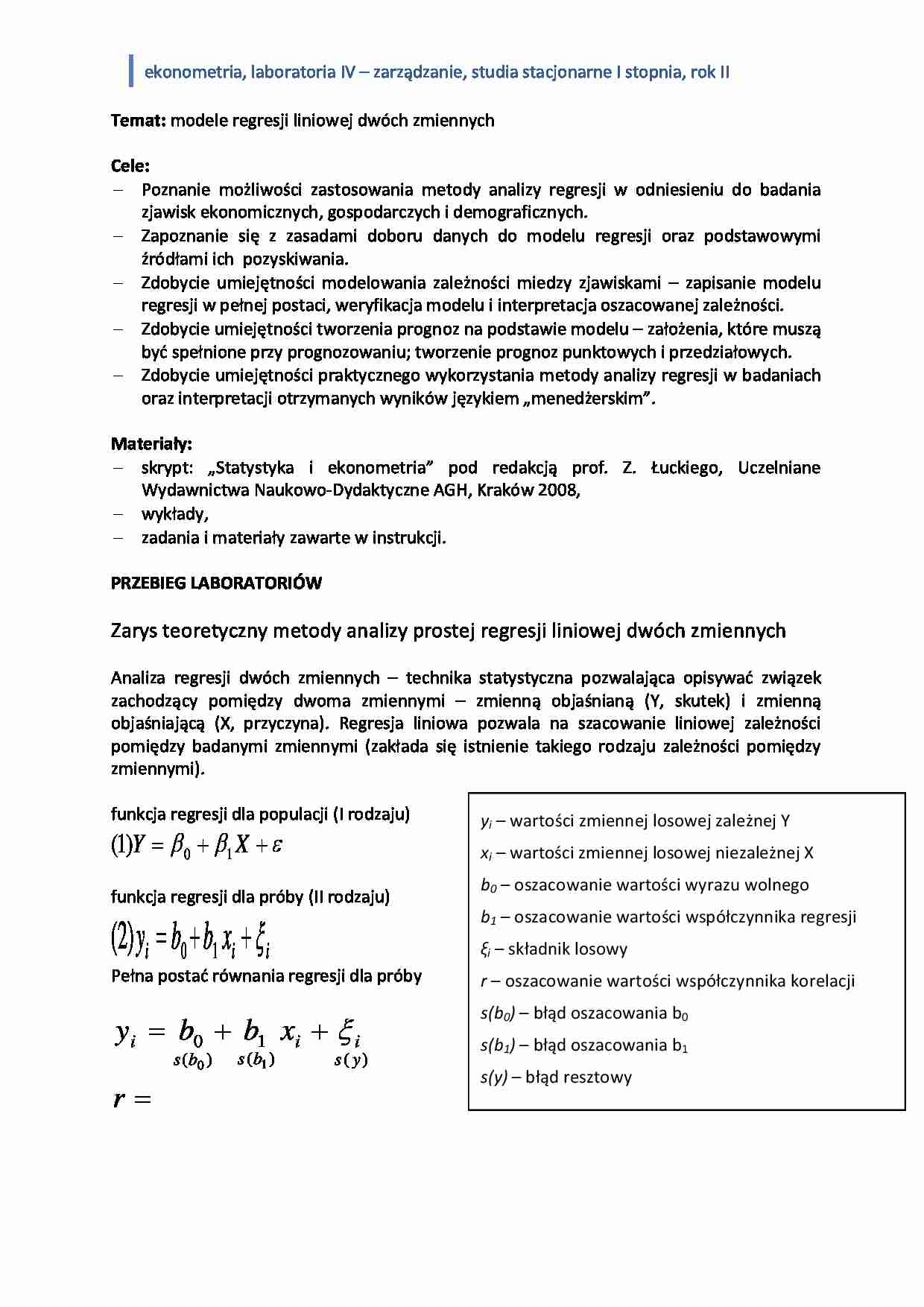 Ekonometria - laboratoria 4 - strona 1