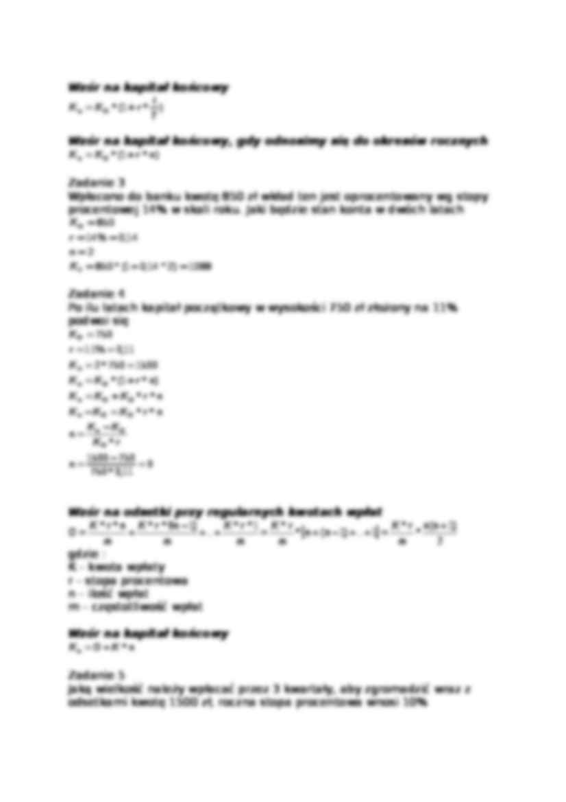 Matematyka finansowa - wzory i zadania , kapitał, odsetki - strona 2