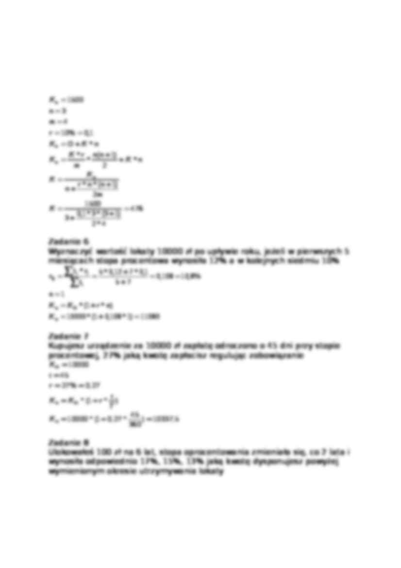 Matematyka finansowa - wzory i zadania , kapitał, odsetki - strona 3
