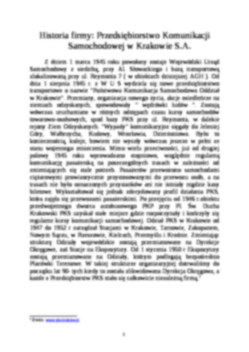 Analiza Marketingowa Przedsiębiorstwa Komunikacji Samochodowej w Krakowie S.A. - PKS - strona 2