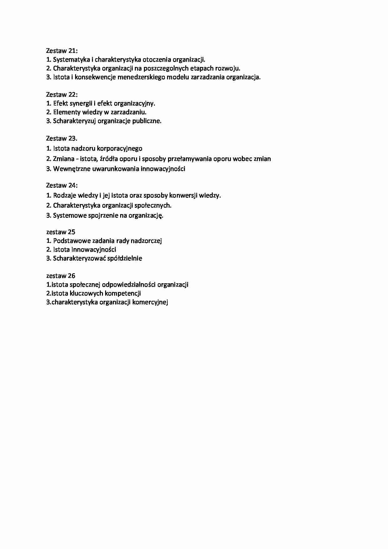 Egzamin - Systematyka i charakterystyka otoczenia organizacji - strona 1