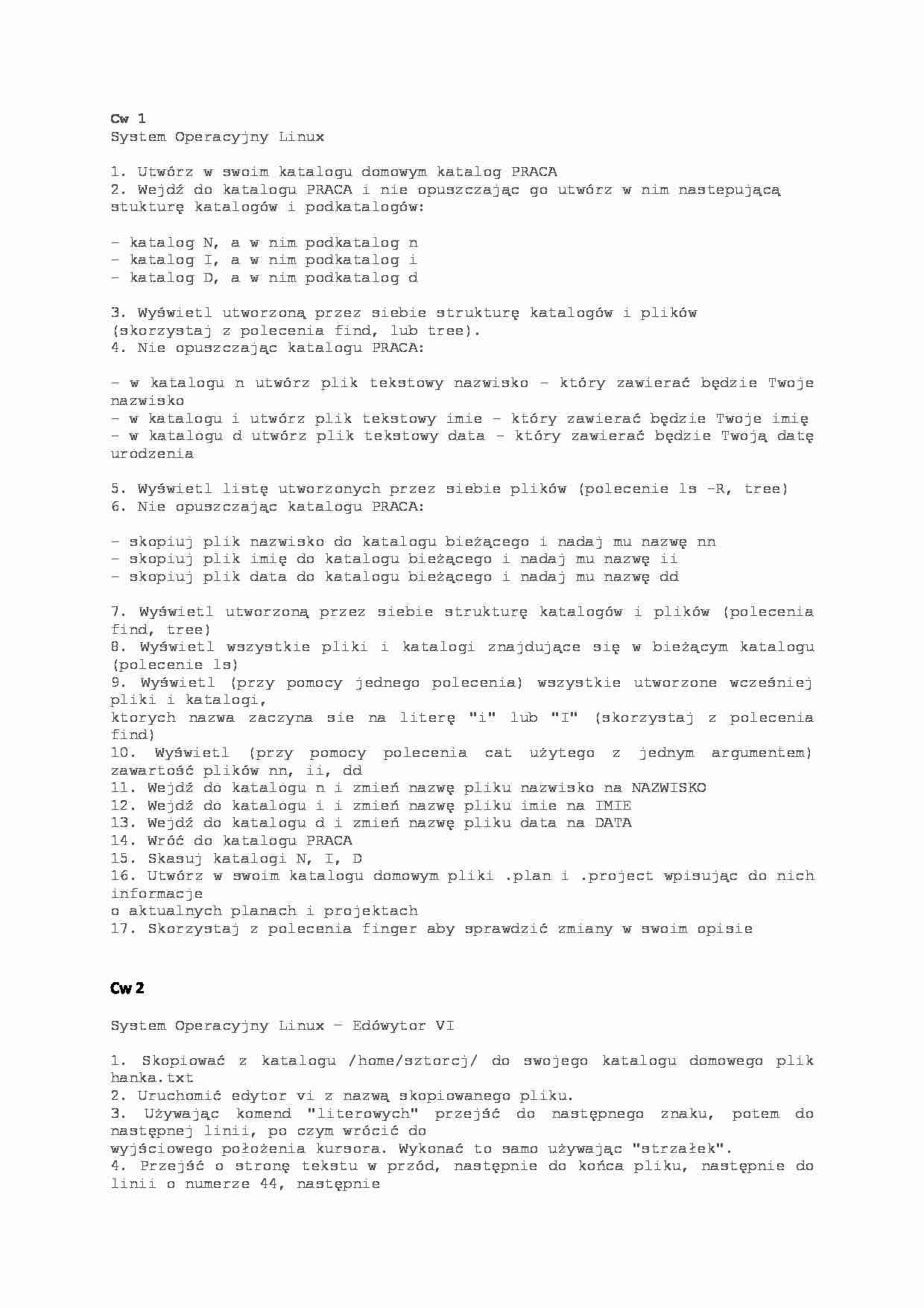 system operacyjny Linux ćwiczenia +rozwiazania - strona 1