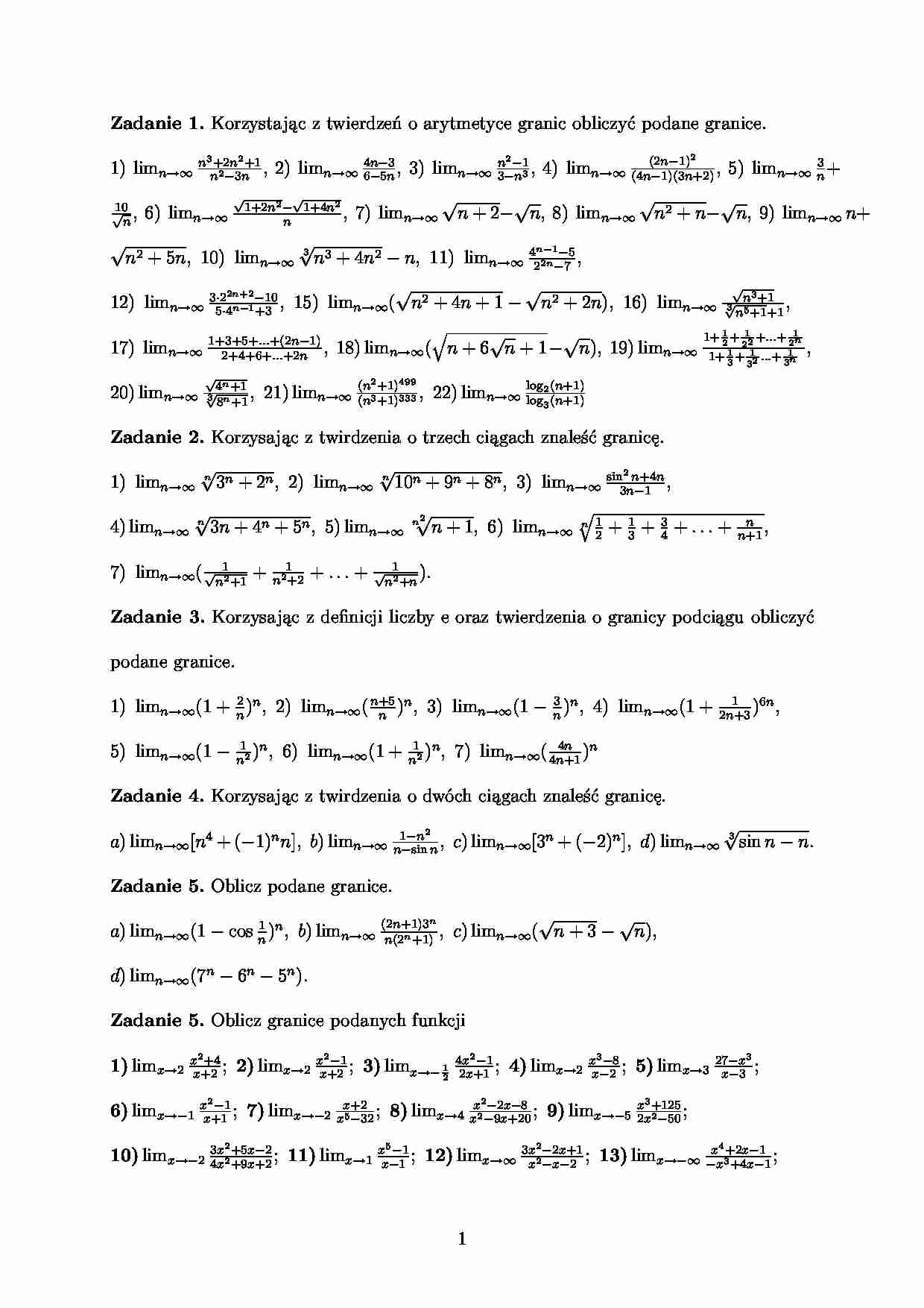 matematyka granice ciągów i funkcji - strona 1