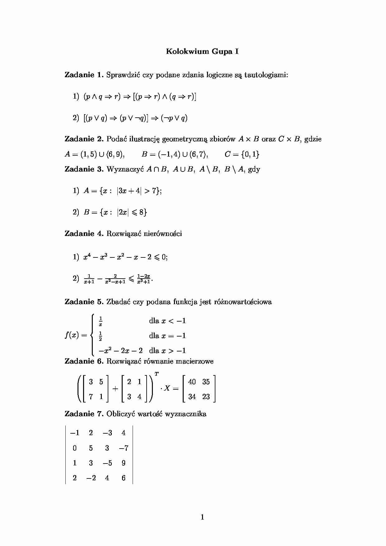matematyka kolokwium - strona 1