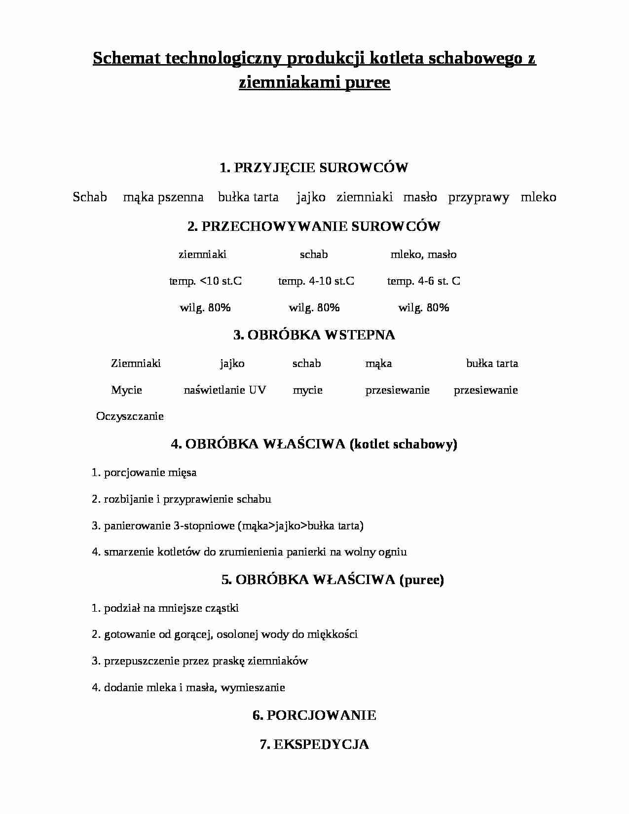 Schemat technologiczny produkcji kotleta schabowego - Przesiewanie - strona 1