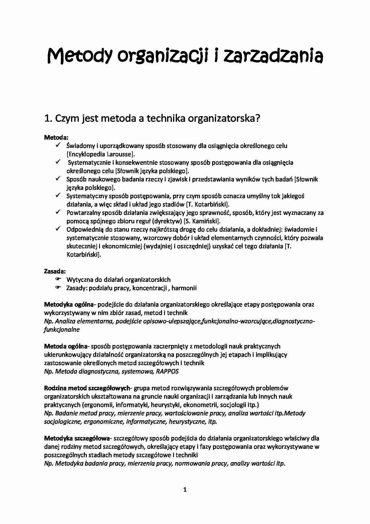 Metoda a technika organizatorska - strona 1