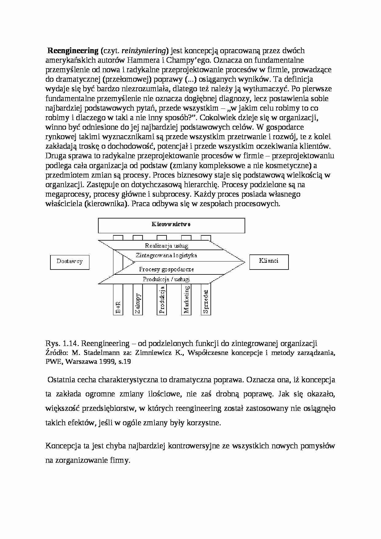 metody zarządzania - Reengineering  - strona 1
