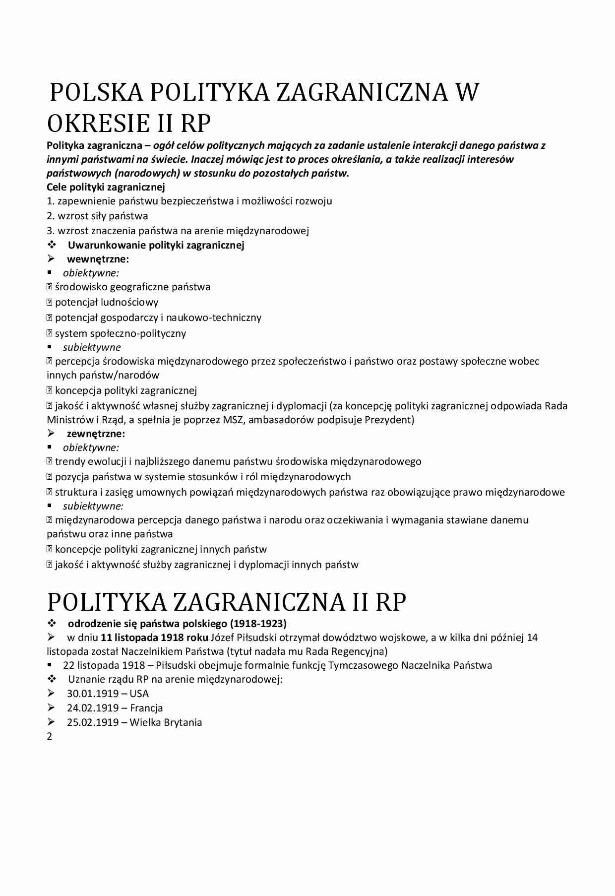 POLITYKA ZAGRANICZNA II RP - strona 1