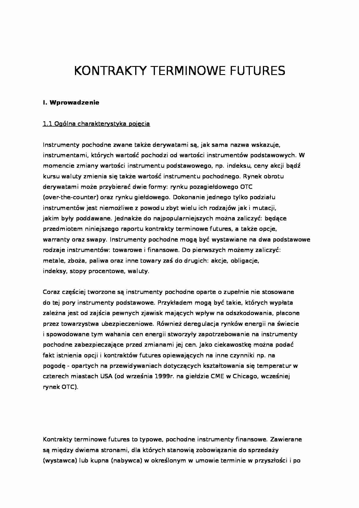 Finanse przedsiebiorstw - Kontrakty futures - strona 1
