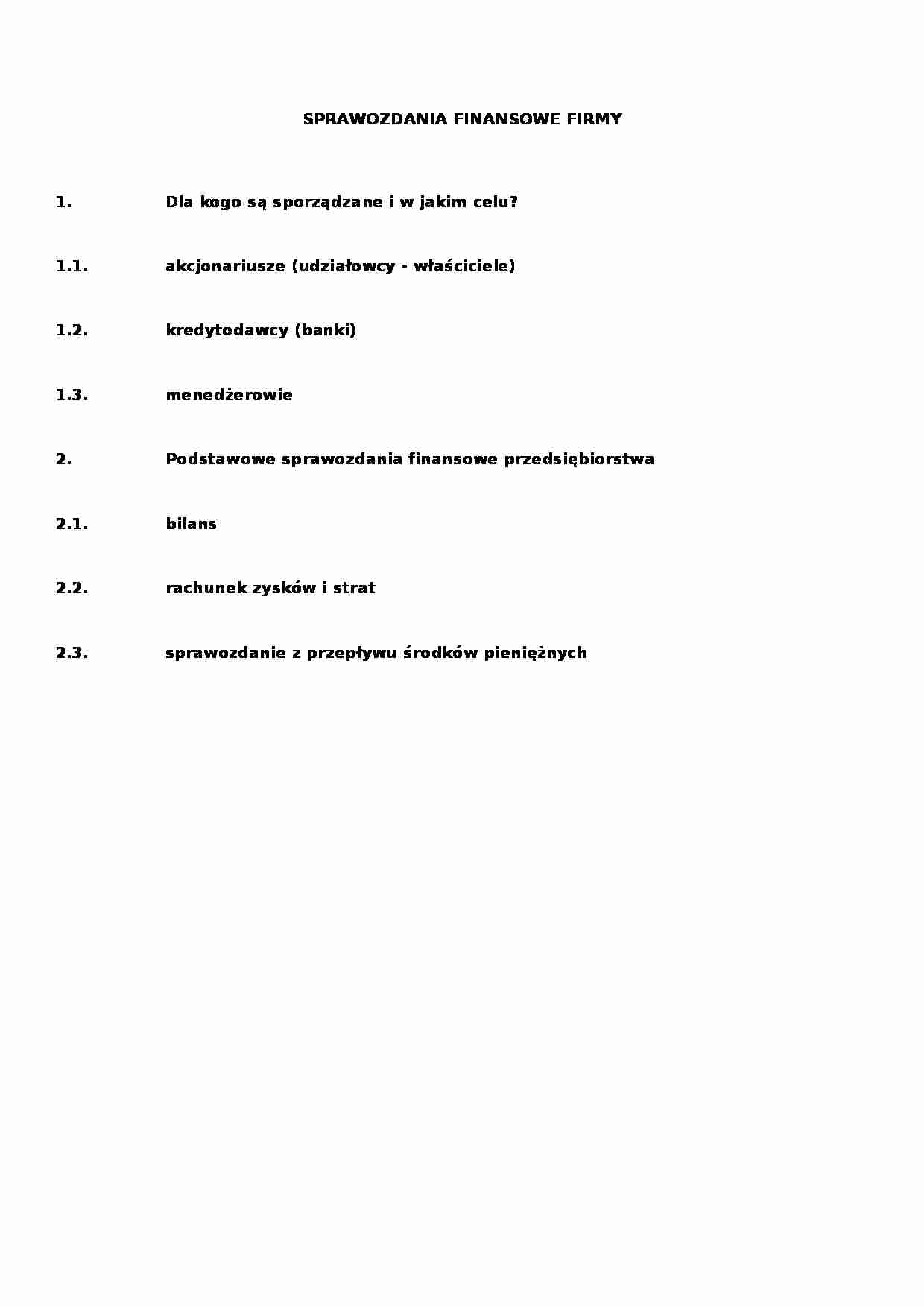 Sprawozdanie finansowe - analiza finansowa - strona 1