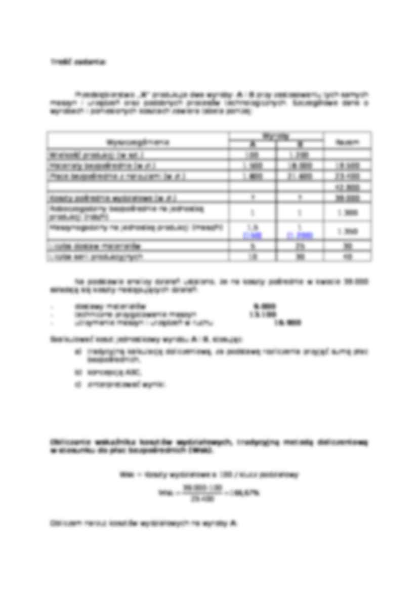 Kalkulacja kosztów metodą ABC - zadanie - strona 2