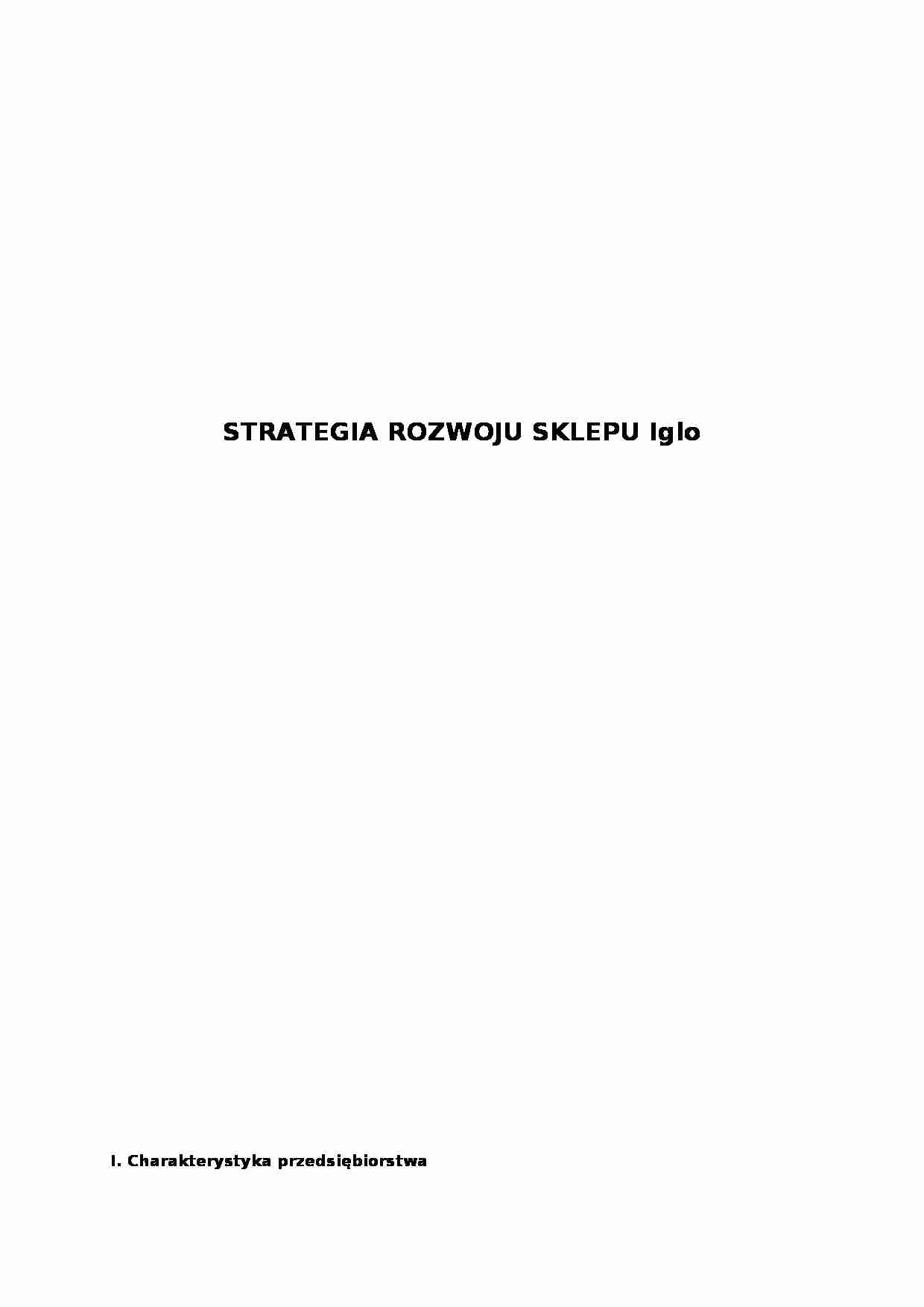 Strategia rozwoju sklepu Iglo - strona 1