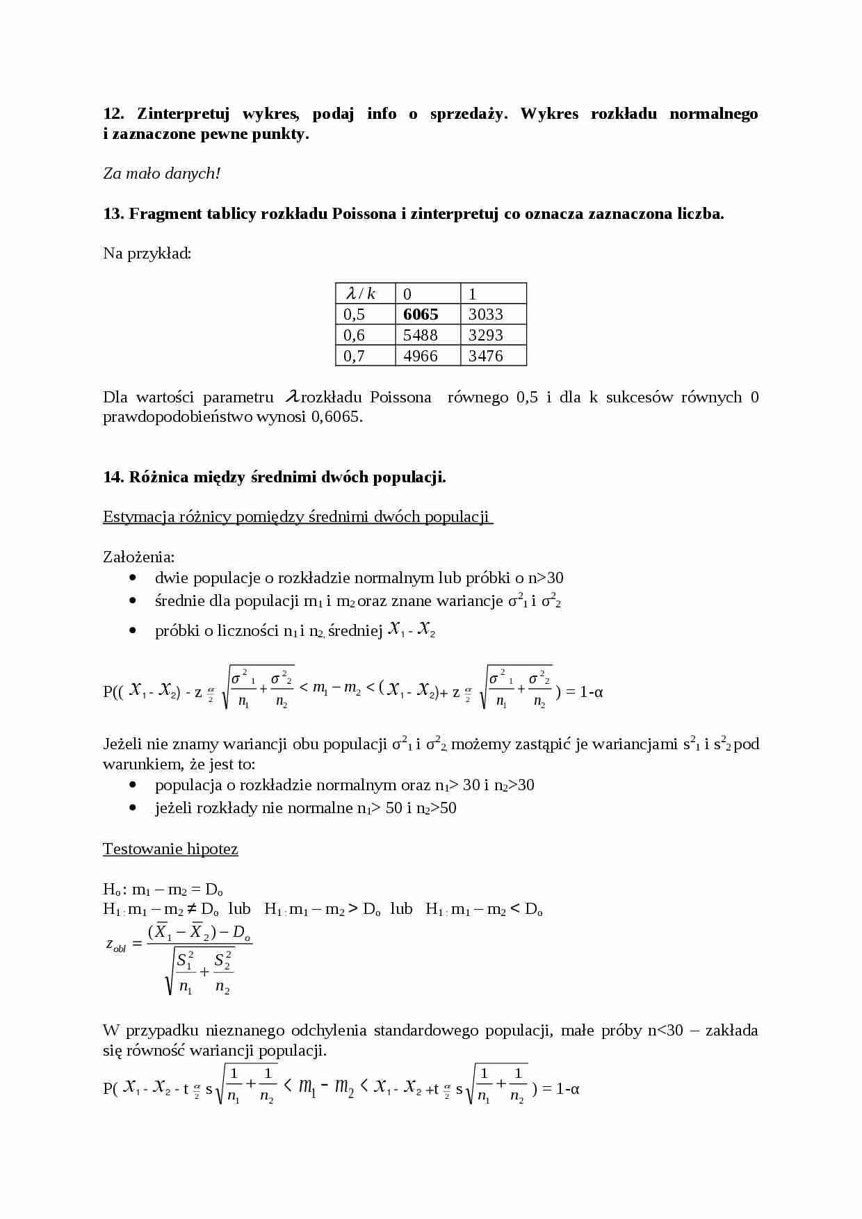 statystyka matematyczna - pytania i odpowiedzi - strona 1