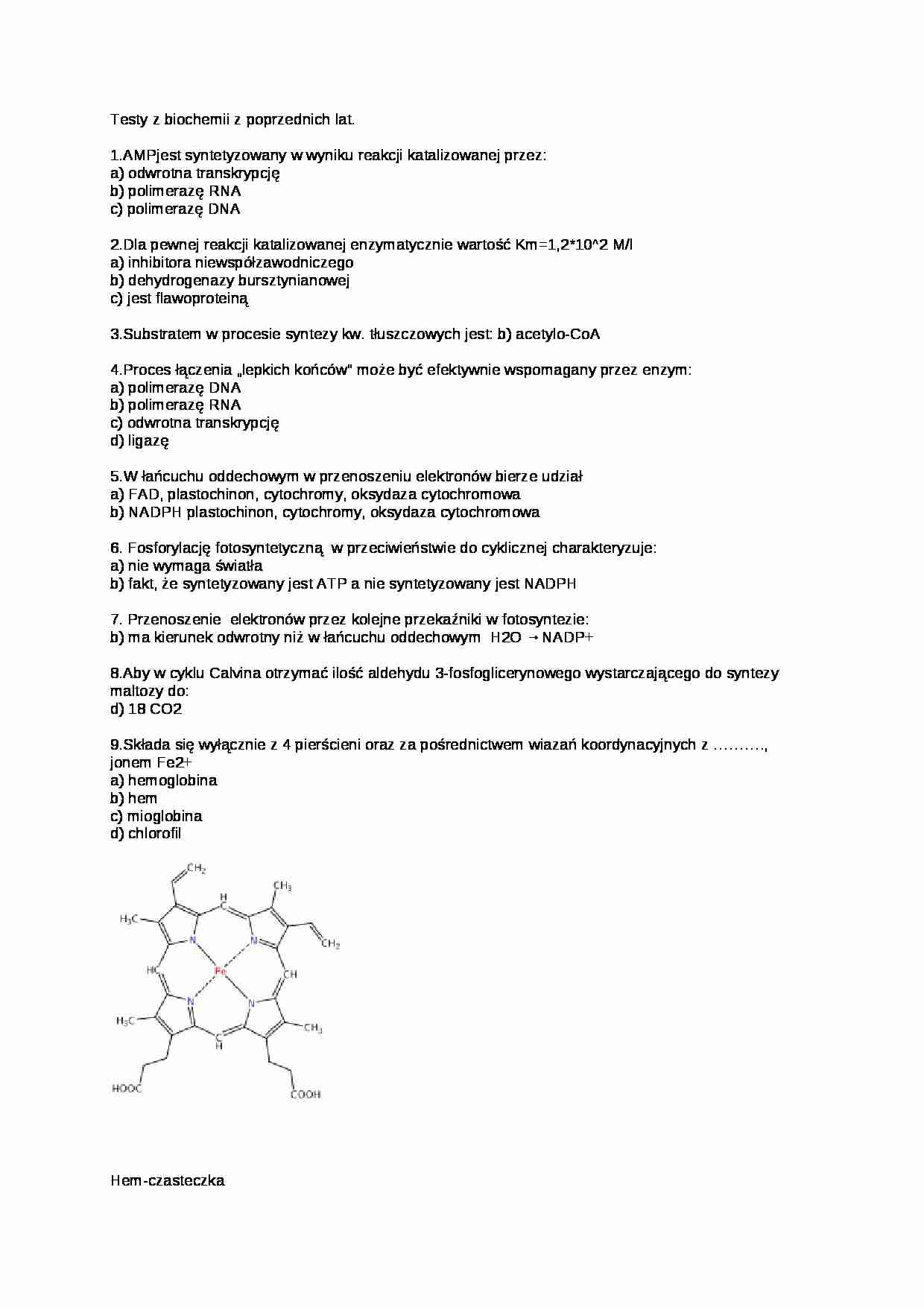 biochemia - testy przykładowe - strona 1