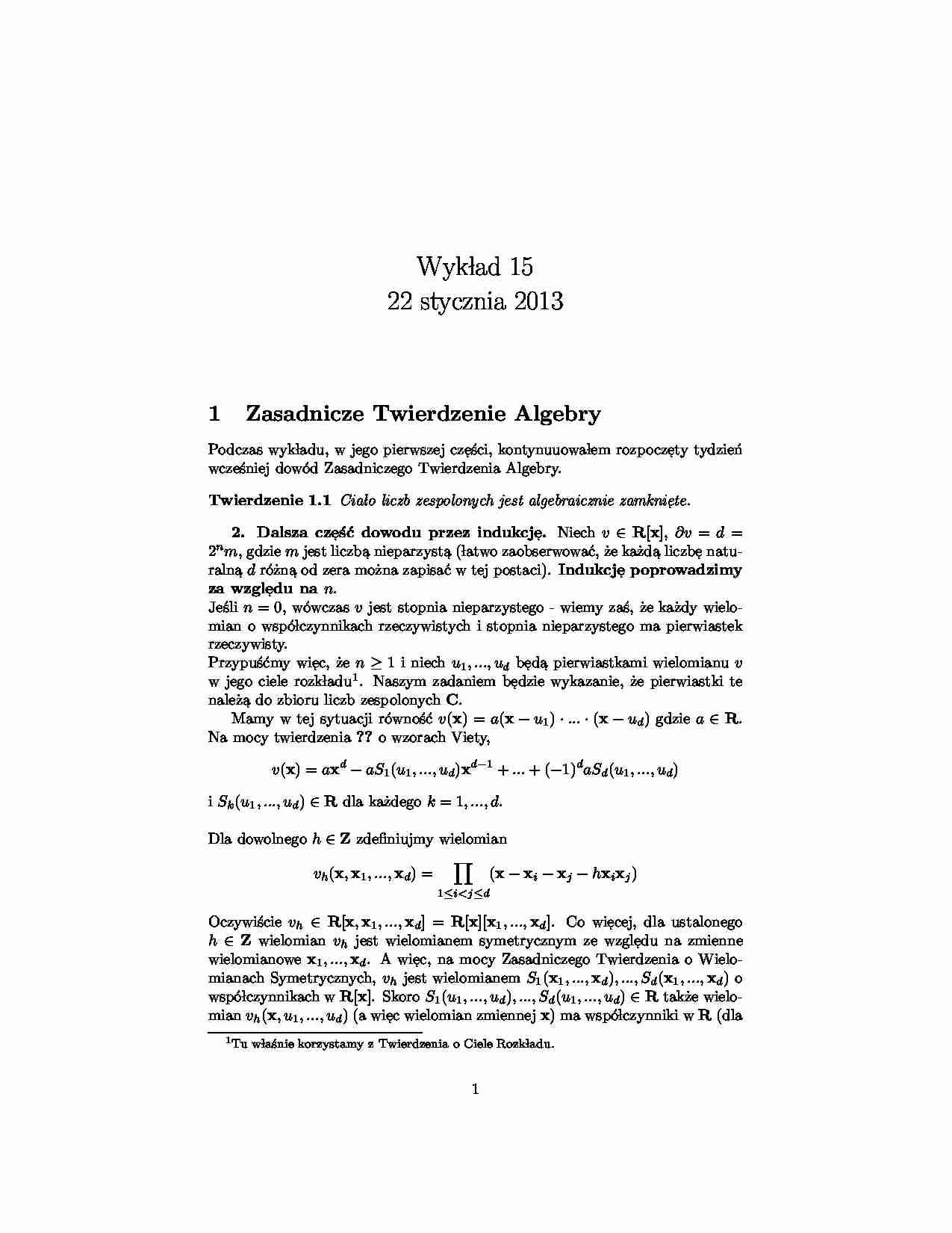 Zasadnicze twierdzenie algebry - strona 1