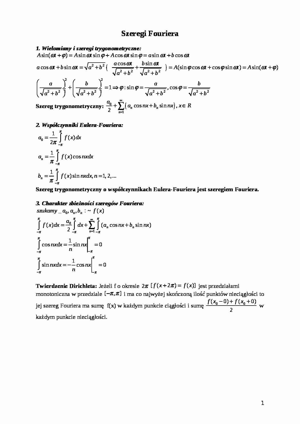 Szeregi Fouriera - strona 1