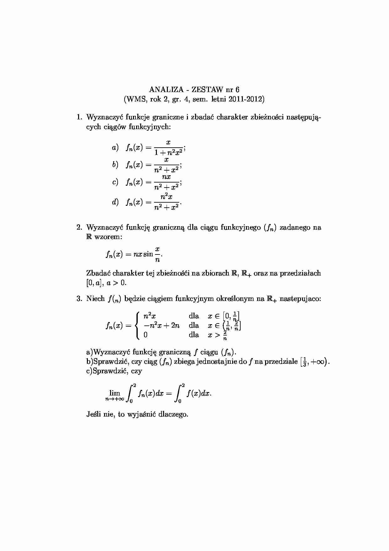 analiza matematyczna  - Ciąg funkcyjny - strona 1