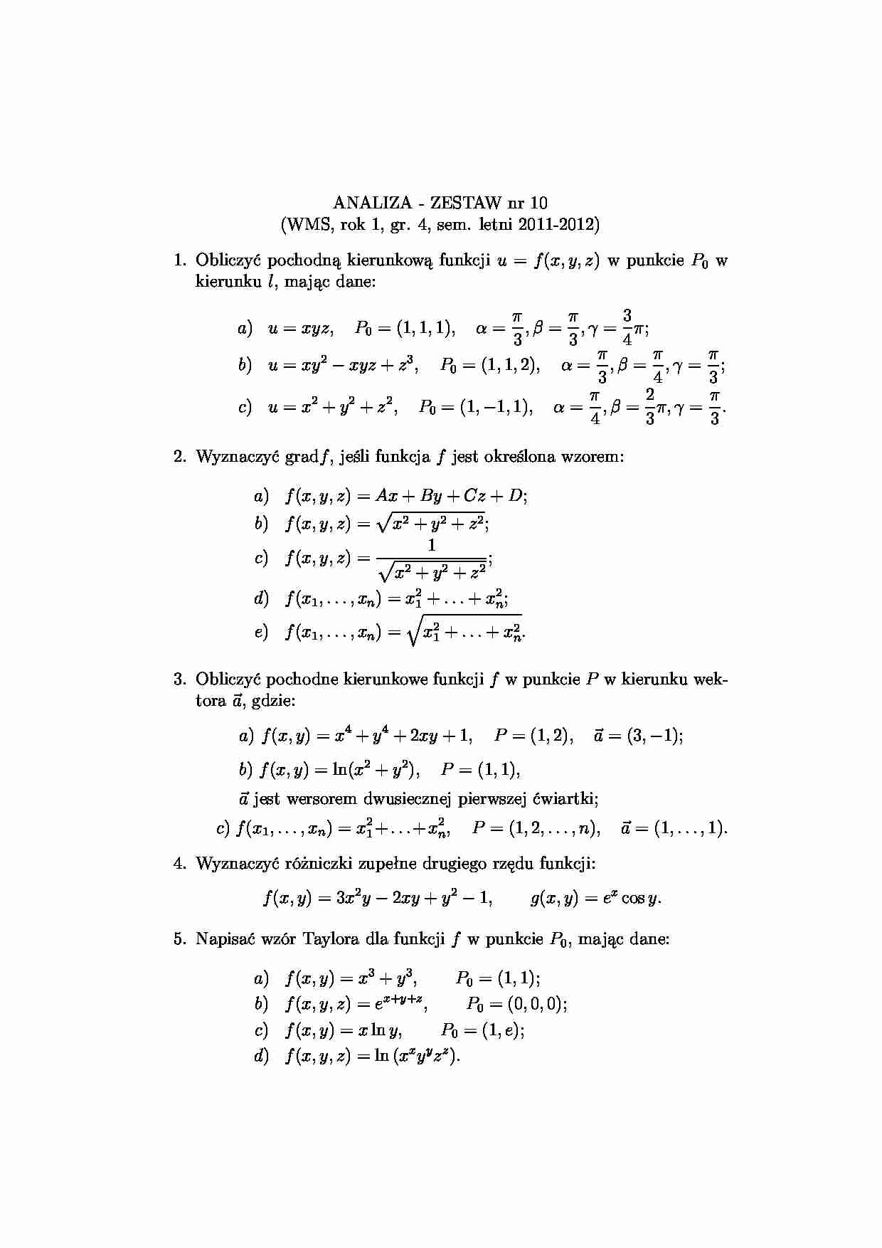analiza matematyczna zestaw 10 - strona 1