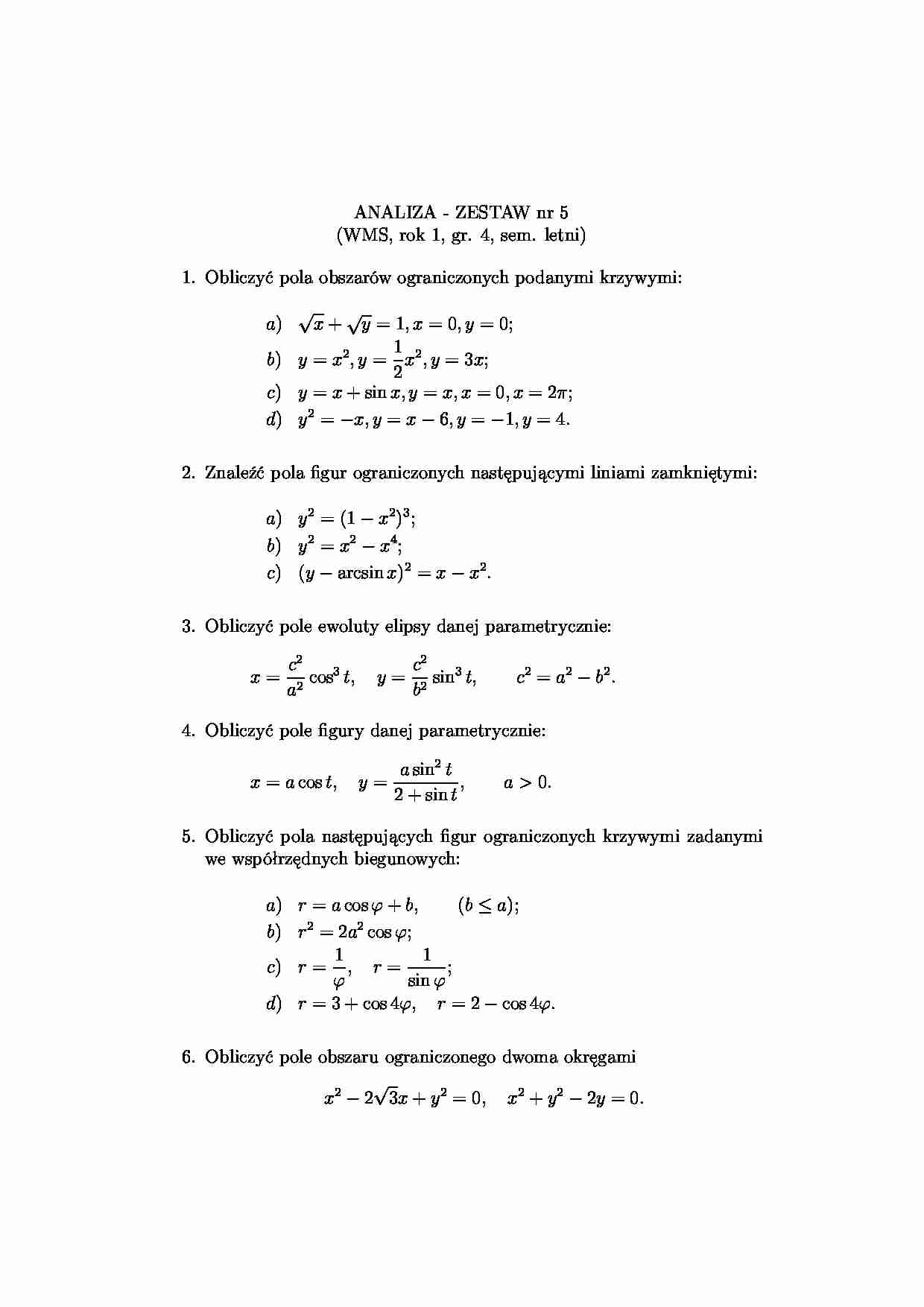 analiza matematyczna zadania zestaw 5 - strona 1