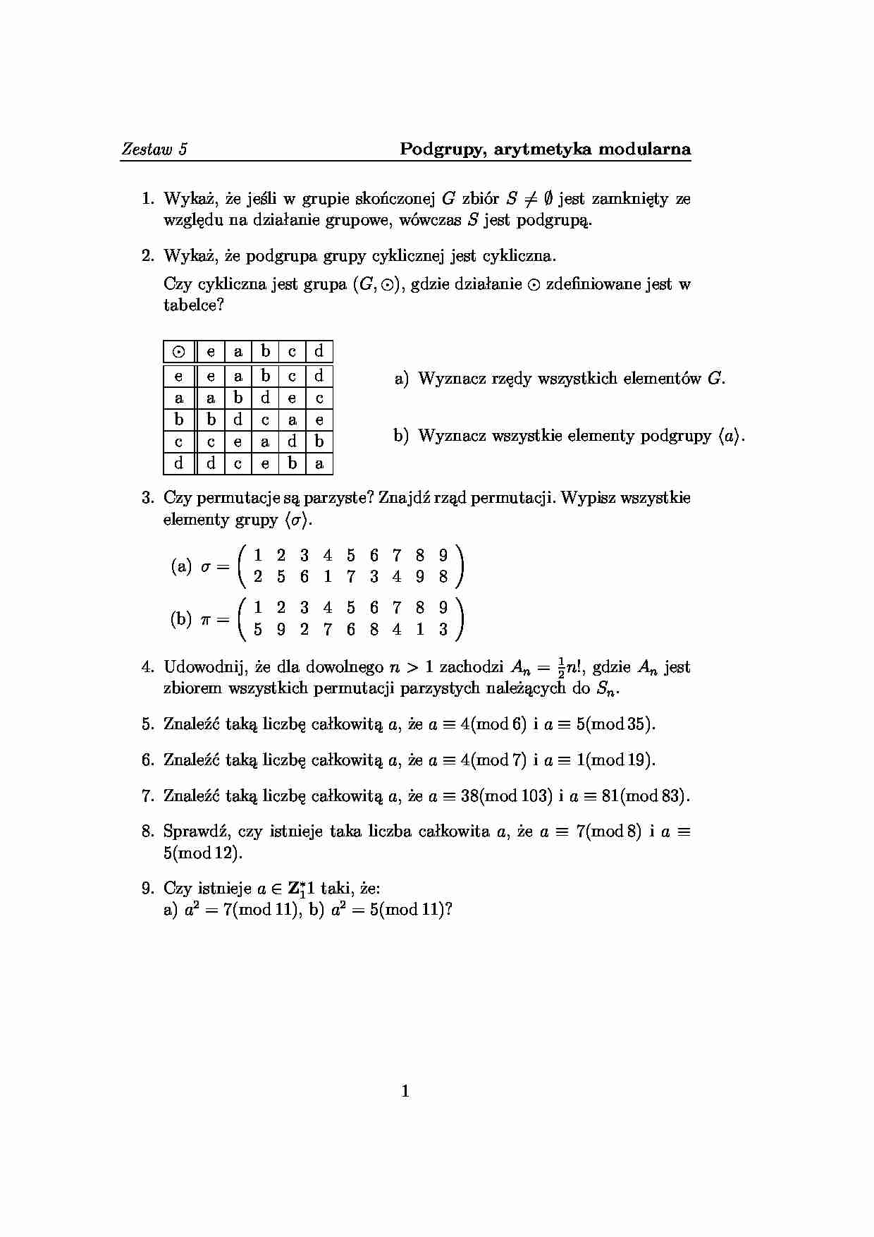 Pytania na zaliczenie algebra cz 5 - strona 1