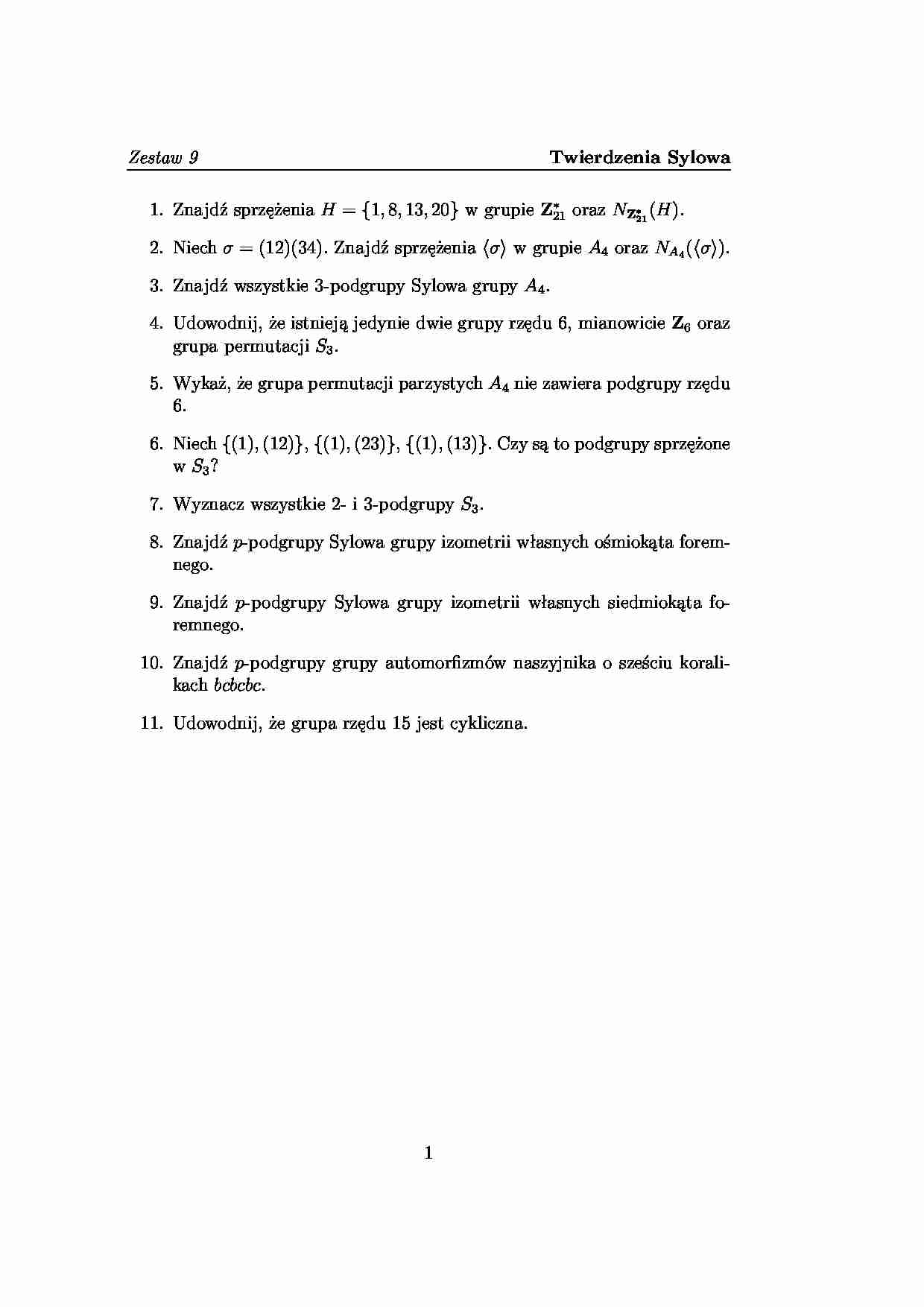 Pytania na zaliczenie algebra cz 9  - strona 1