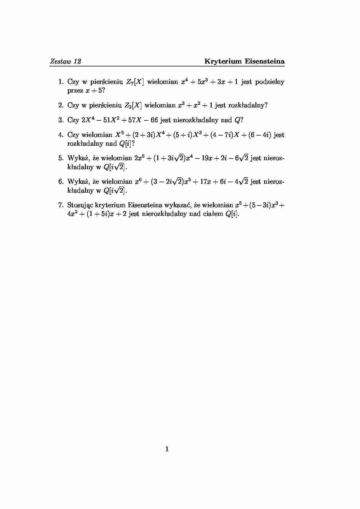 Pytania na zaliczenie algebra cz 12 - strona 1