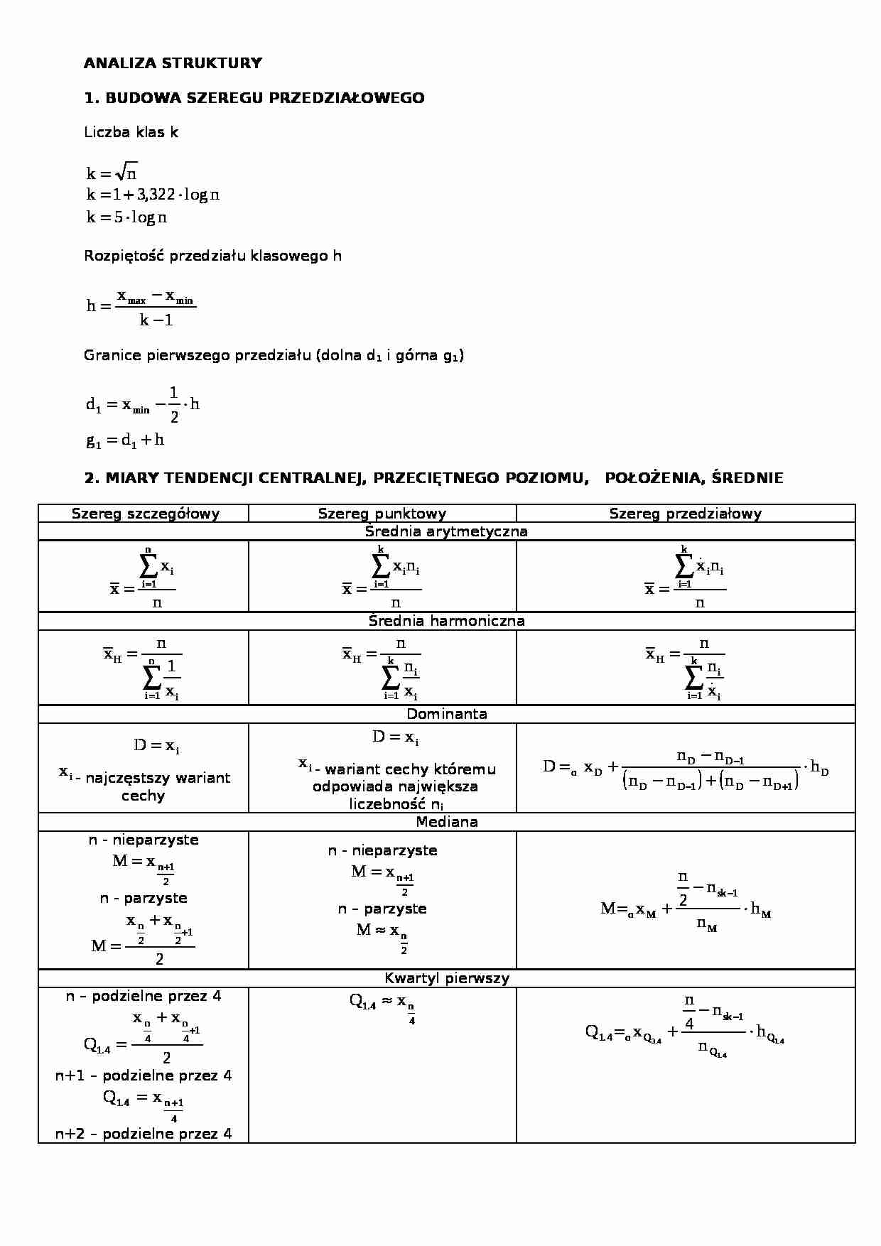 Analiza struktury i dynamiki - szereg przedziałowy - strona 1