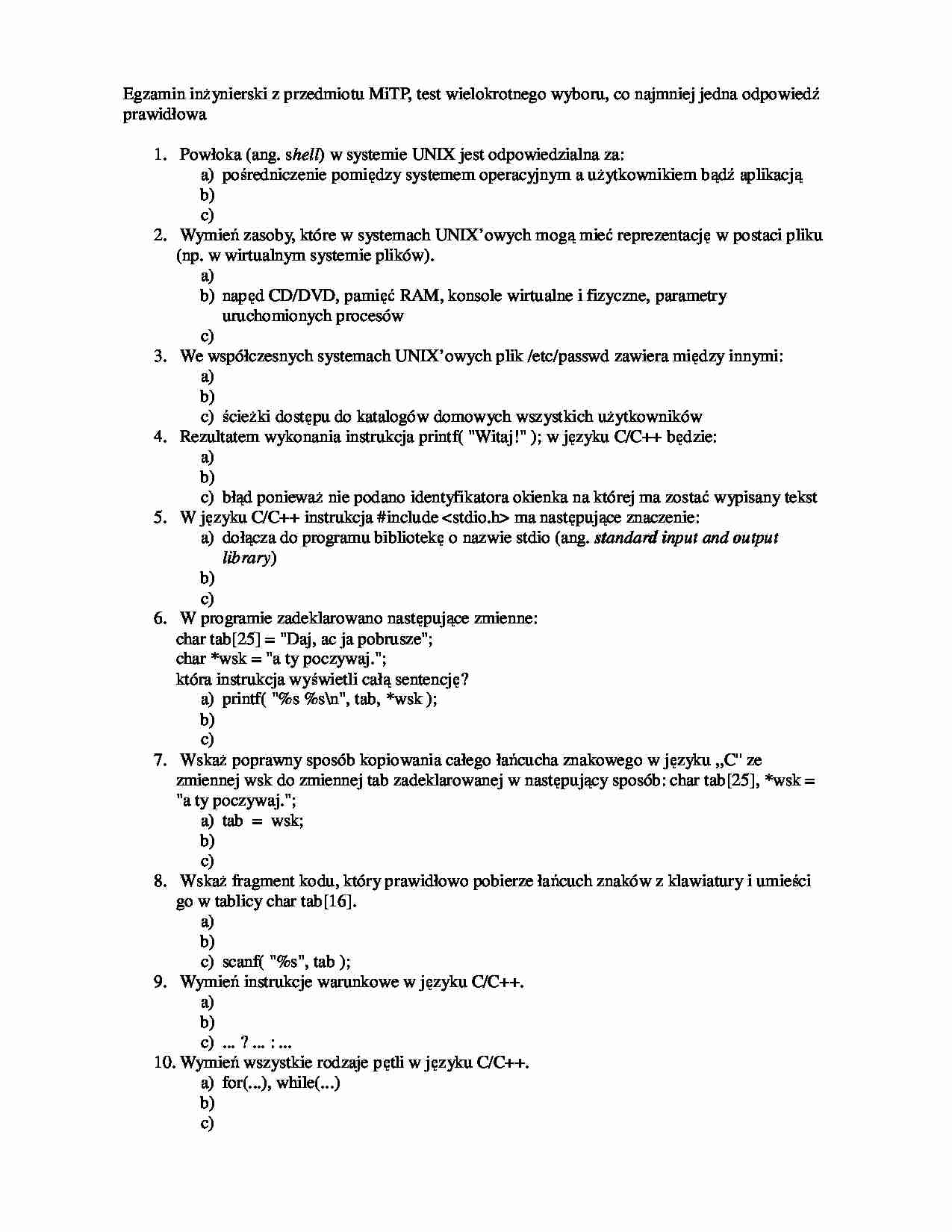 Metodyka i Techniki Programowania egzamin - strona 1
