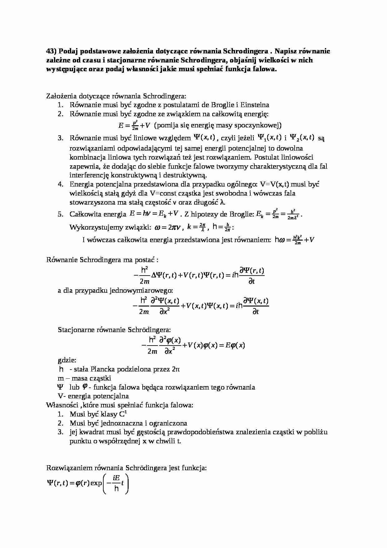 równania Schrodingera - strona 1