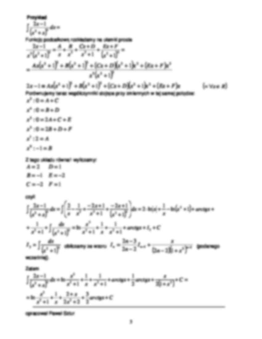 całkowanie funkcji wymiernych - strona 3