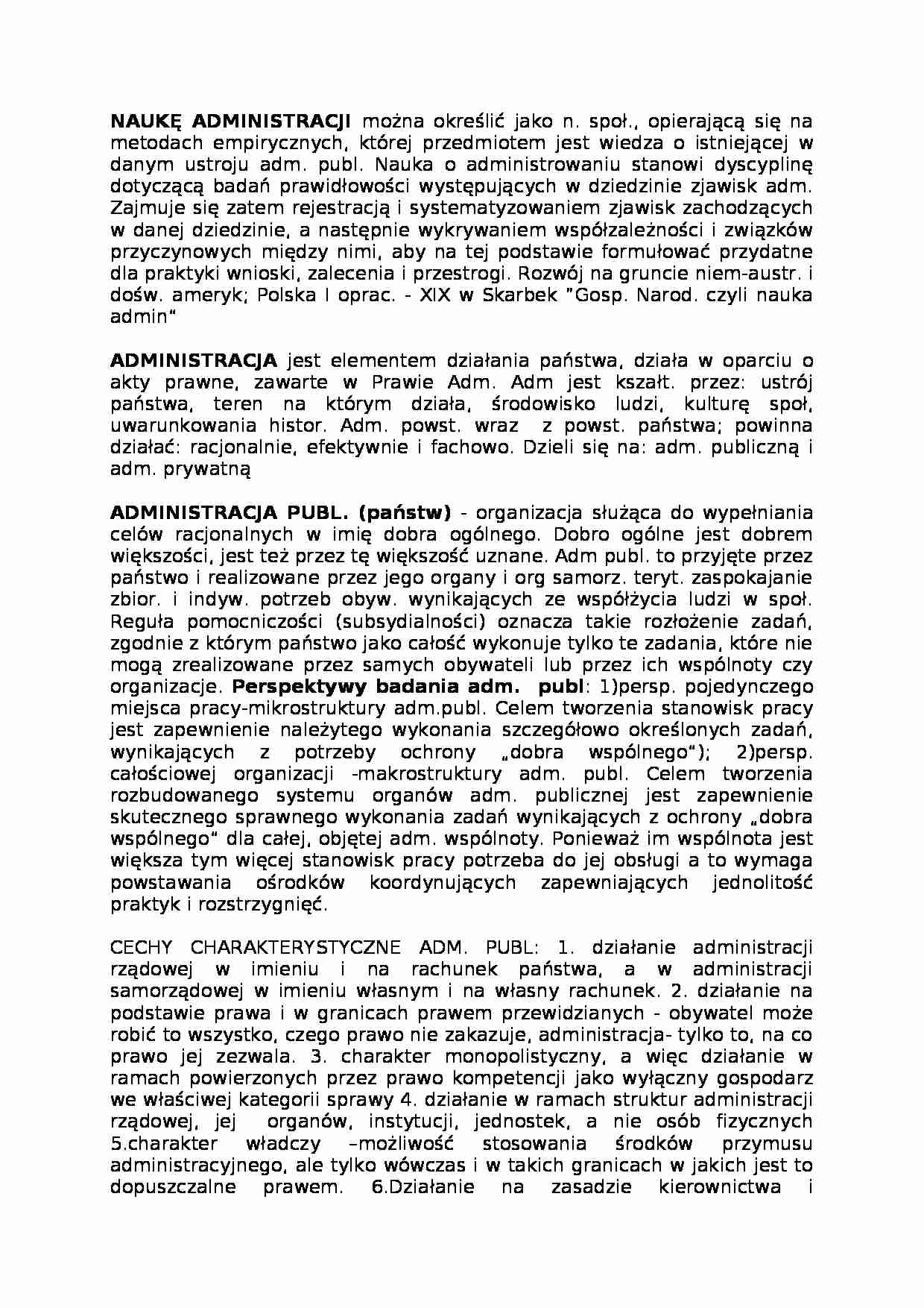 Nauka administracji - Organy administracji  publicznej  - strona 1