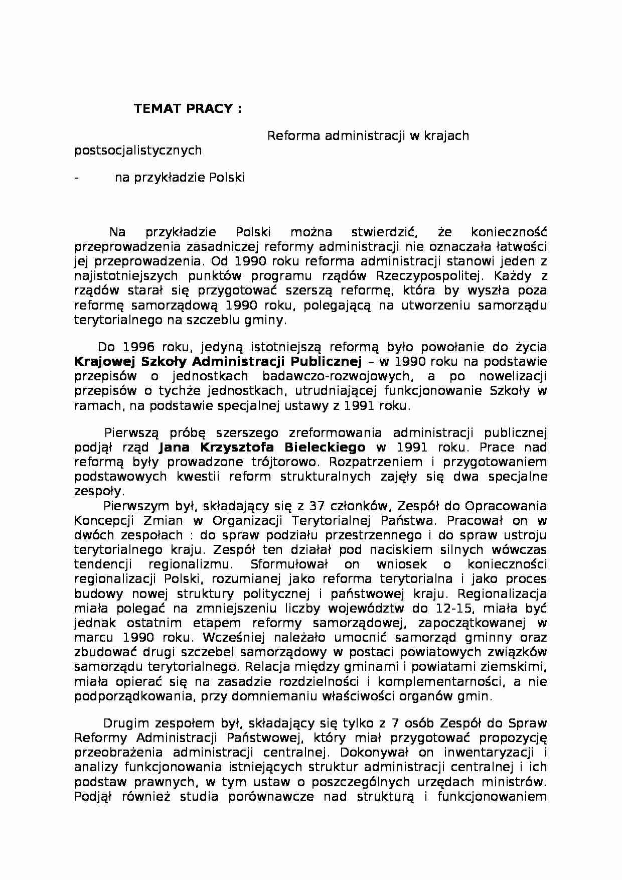 Reforma administracji w krajach postsocjalistycznych - na przykładzie Polski - strona 1
