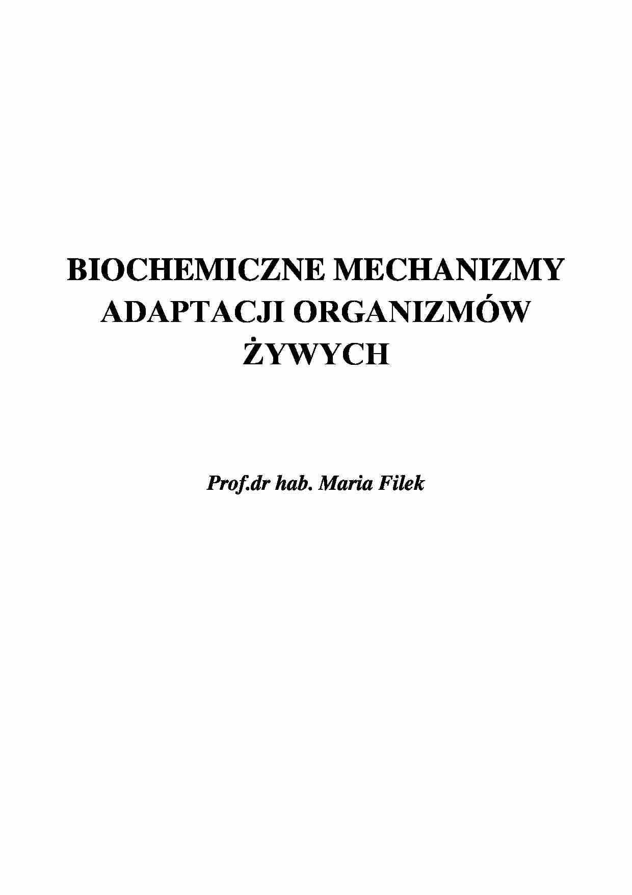 Biochemiczne mechanizmy adaptacji organizmów żywych - wykład - strona 1