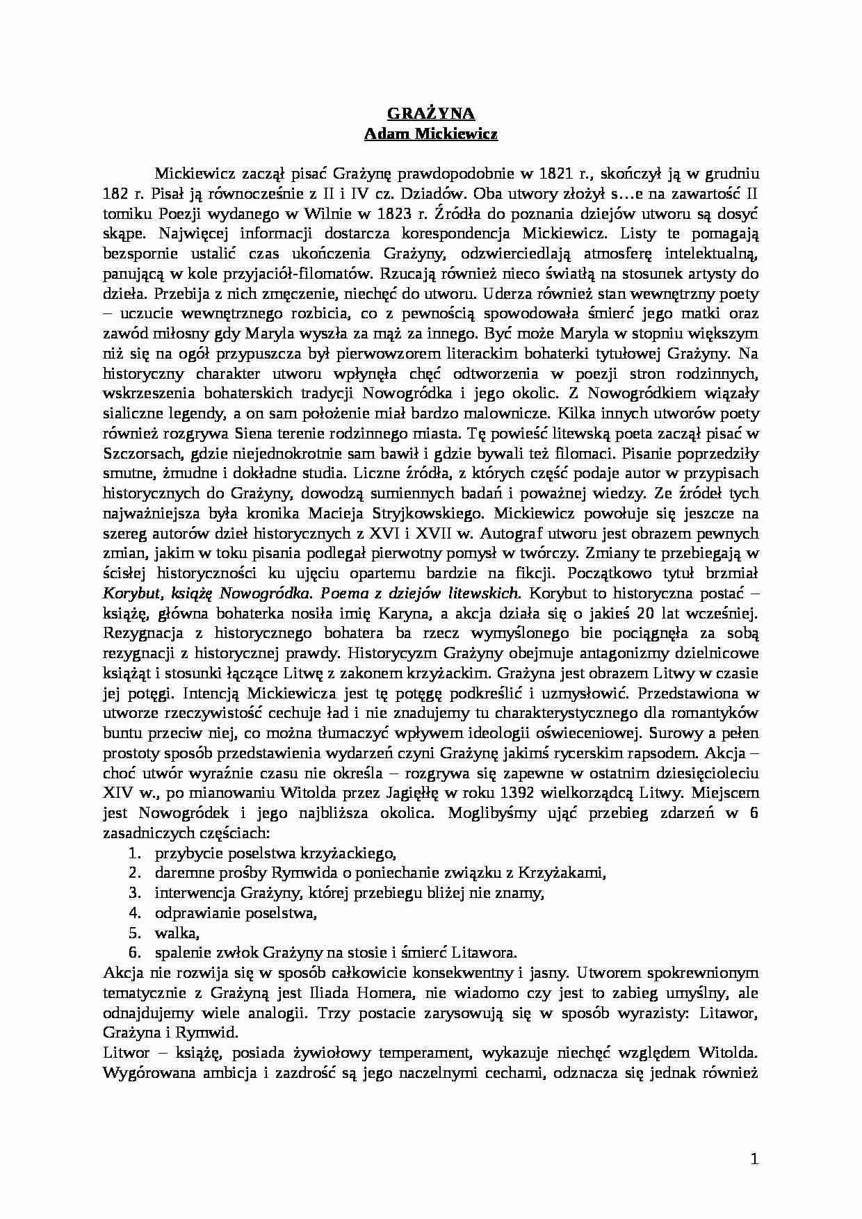 Adam Mickiewicz - Grażyna - strona 1