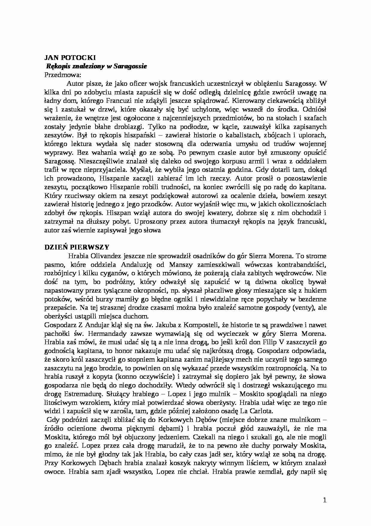 Potocki - Rękopis znaleziony w Saragossie - strona 1