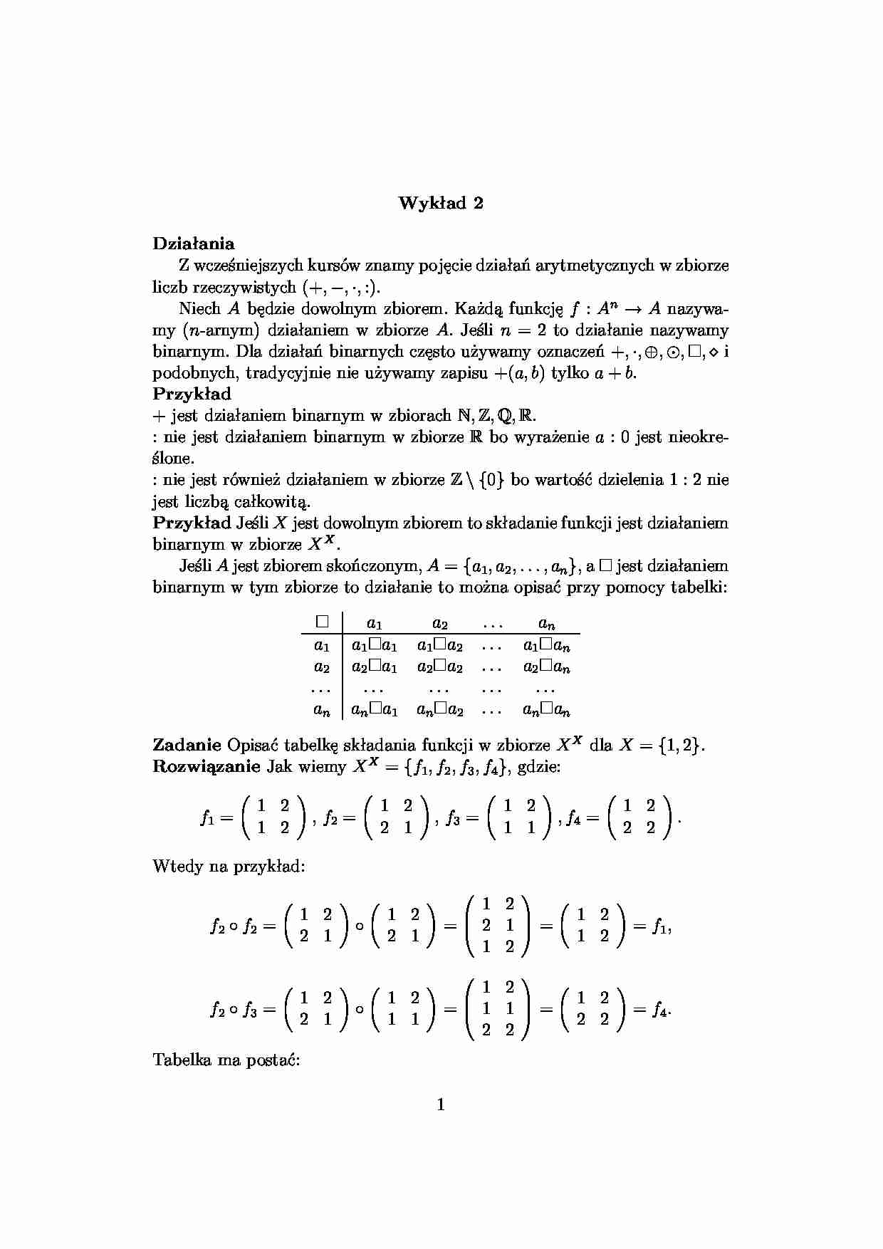 Algebra - działania - strona 1