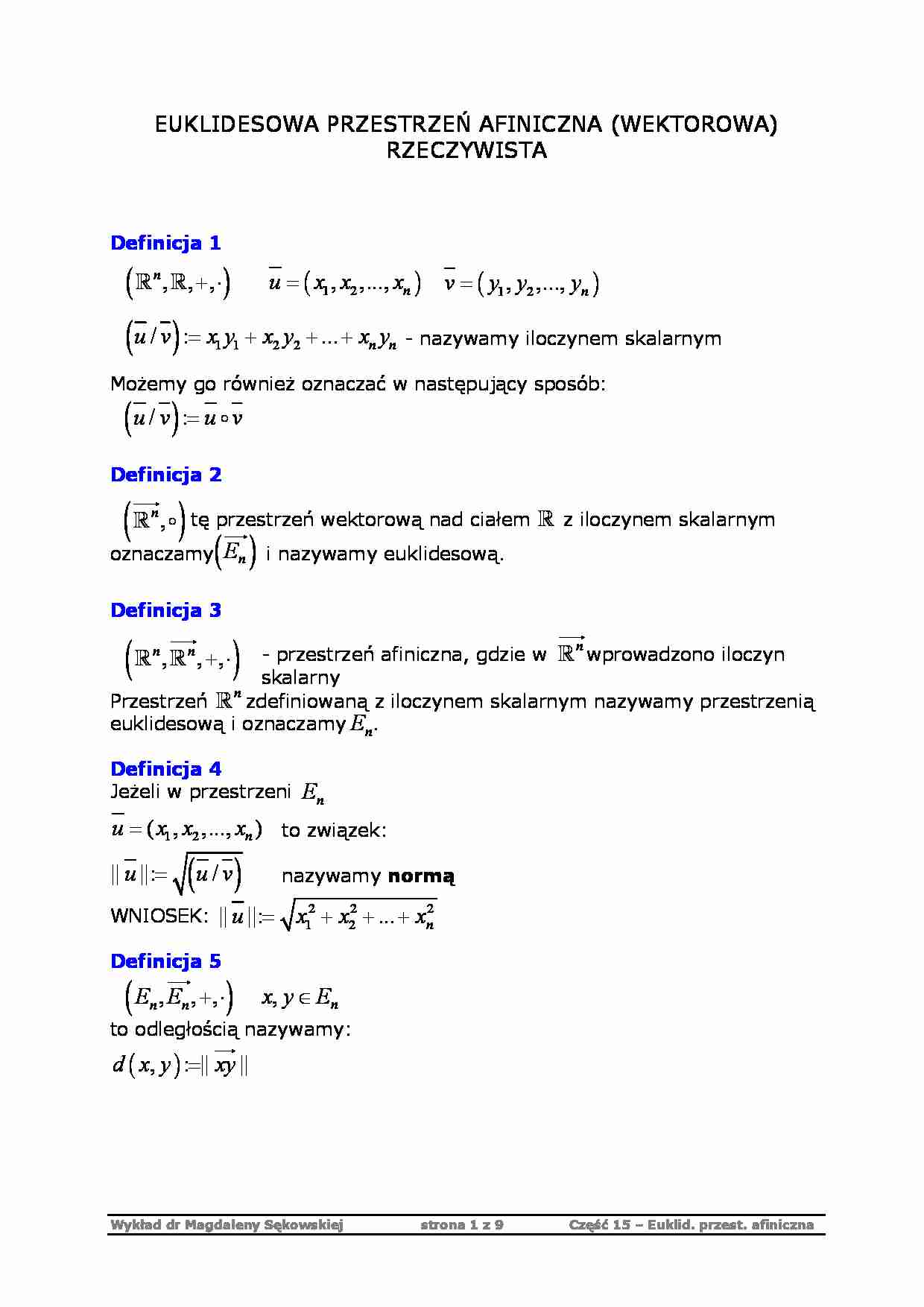 Euklidesowa przestrzeń wektorowa - strona 1