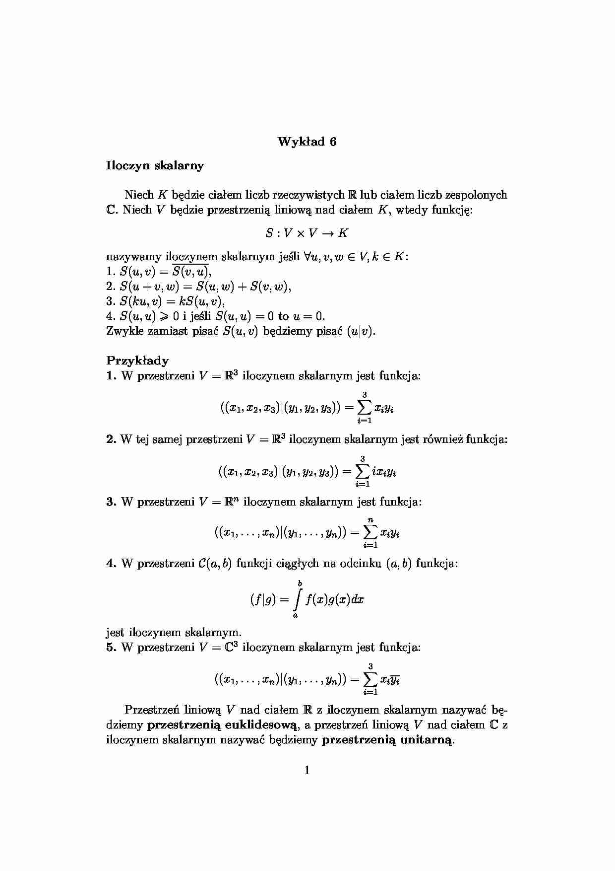 Iloczyn skalarny - algebra - strona 1