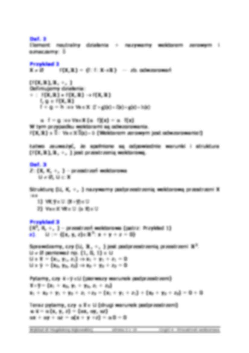 Przestrzeń wektorowa - algebra - strona 2