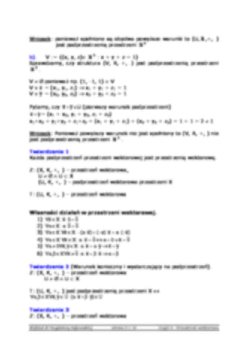 Przestrzeń wektorowa - algebra - strona 3