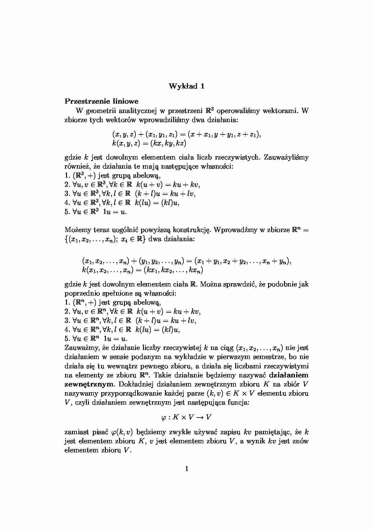 Przestrzenie liniowe - algebra - strona 1