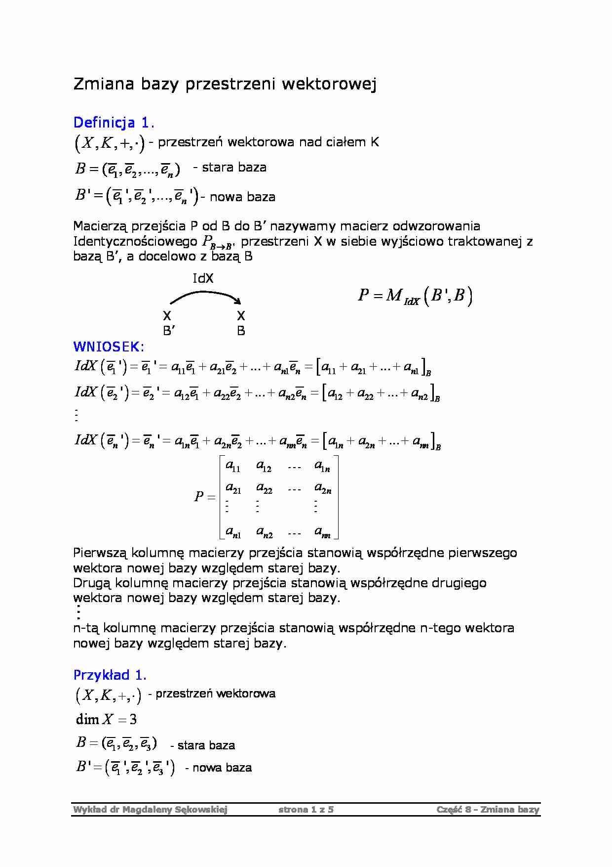 Zmiana bazy - algebra - strona 1