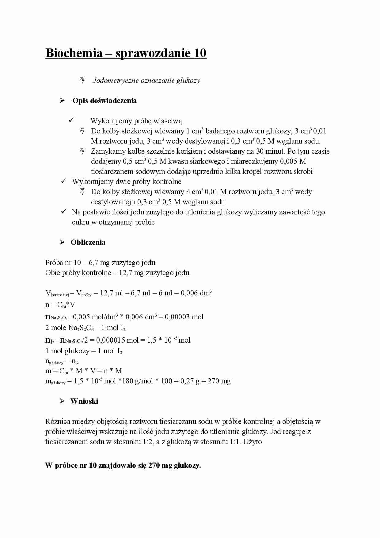 Jodometryczne oznaczanie glukozy - strona 1